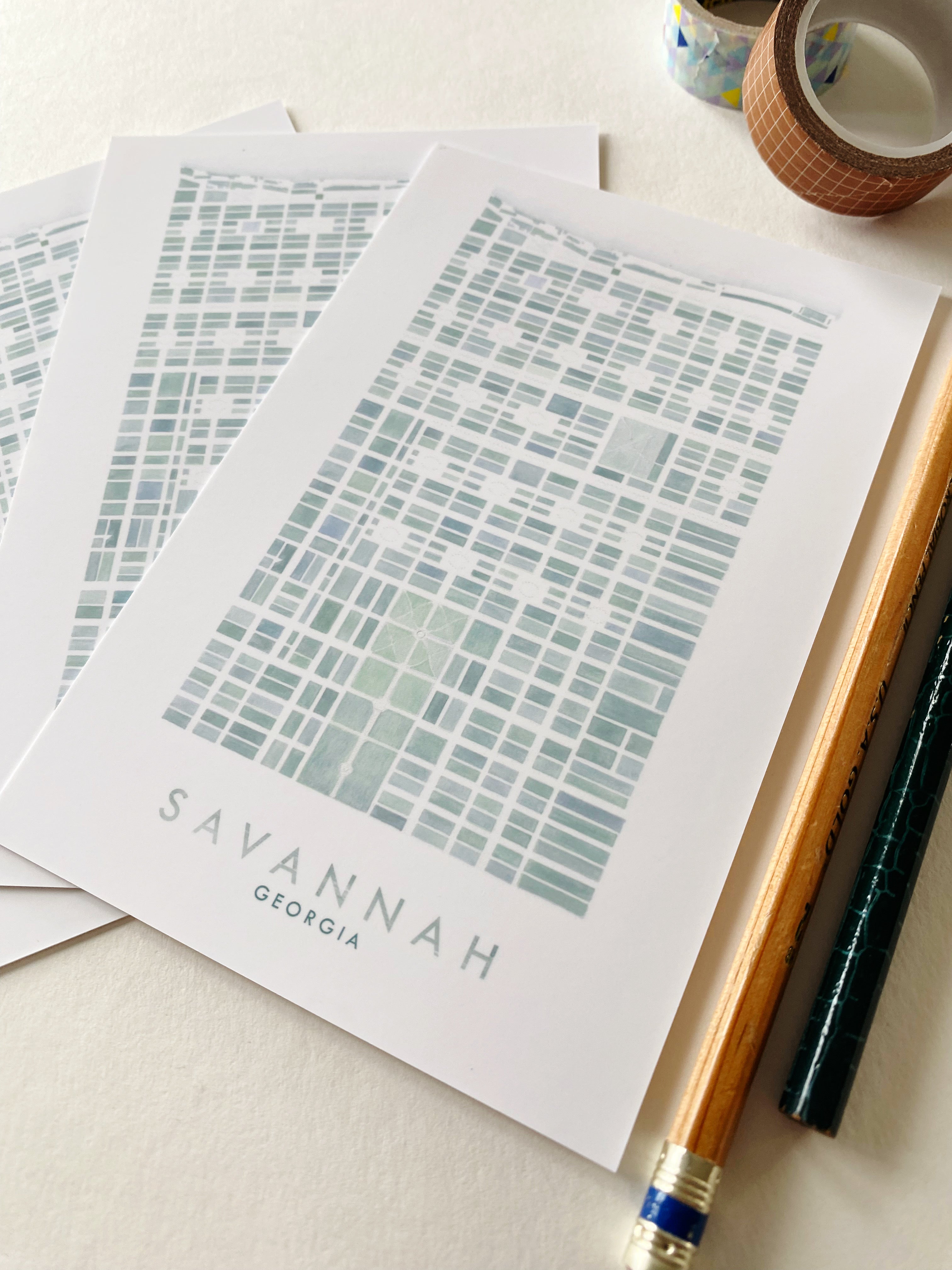 SAVANNAH Georgia Watercolor Map - Standard Postcard
