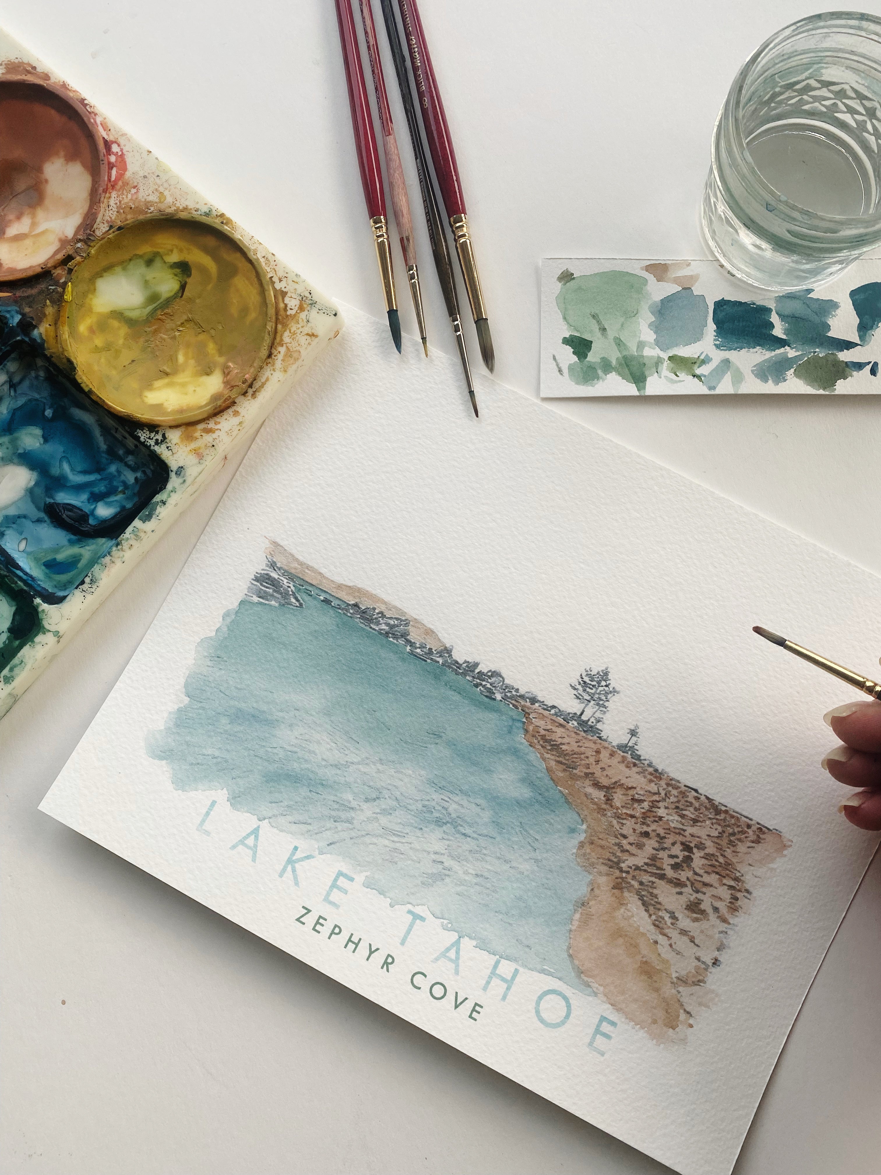 LAKE TAHOE - Zephyr Cove Scene + Topographical Art Map: MAGNET