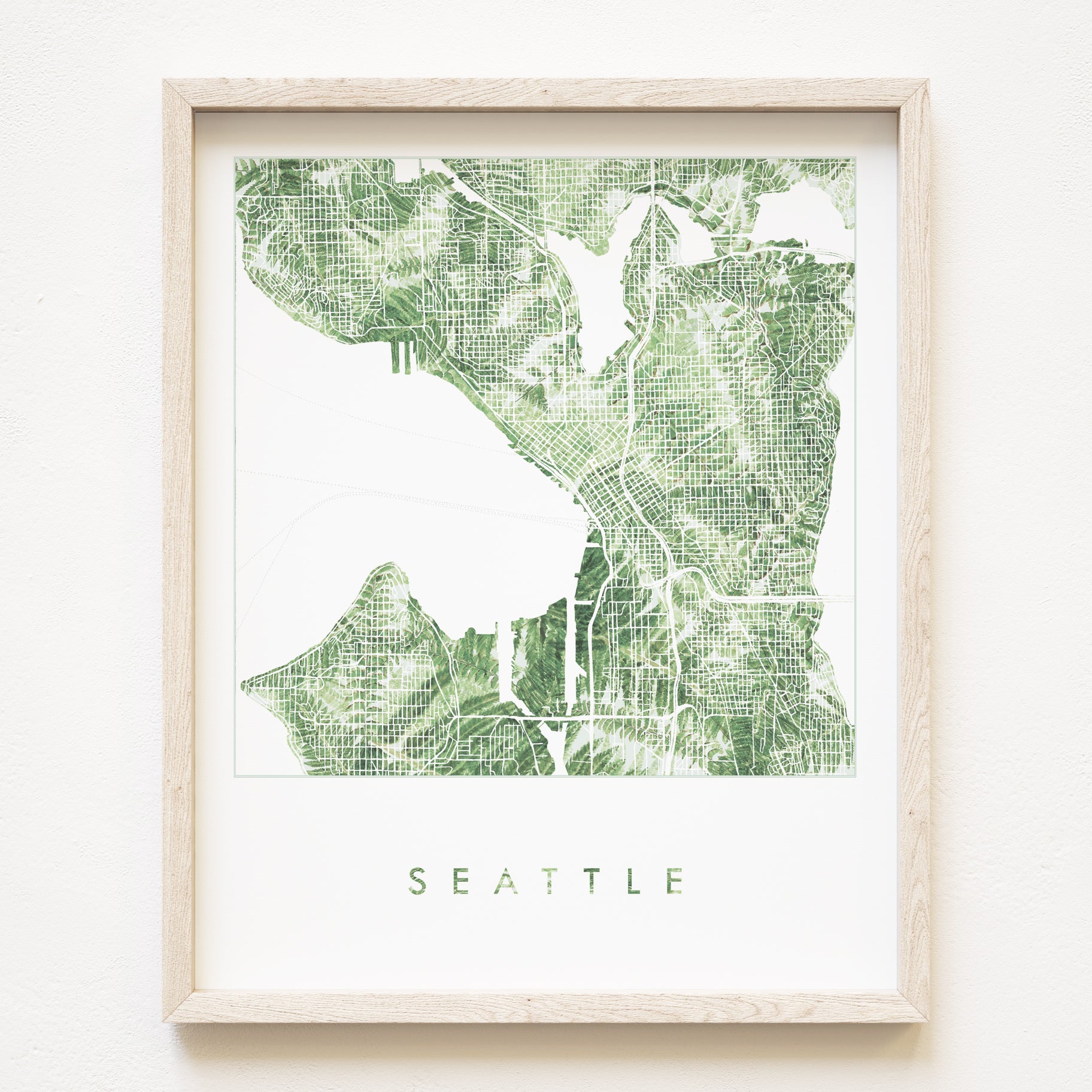 SEATTLE Washington Ferns Botanical Map: PRINT