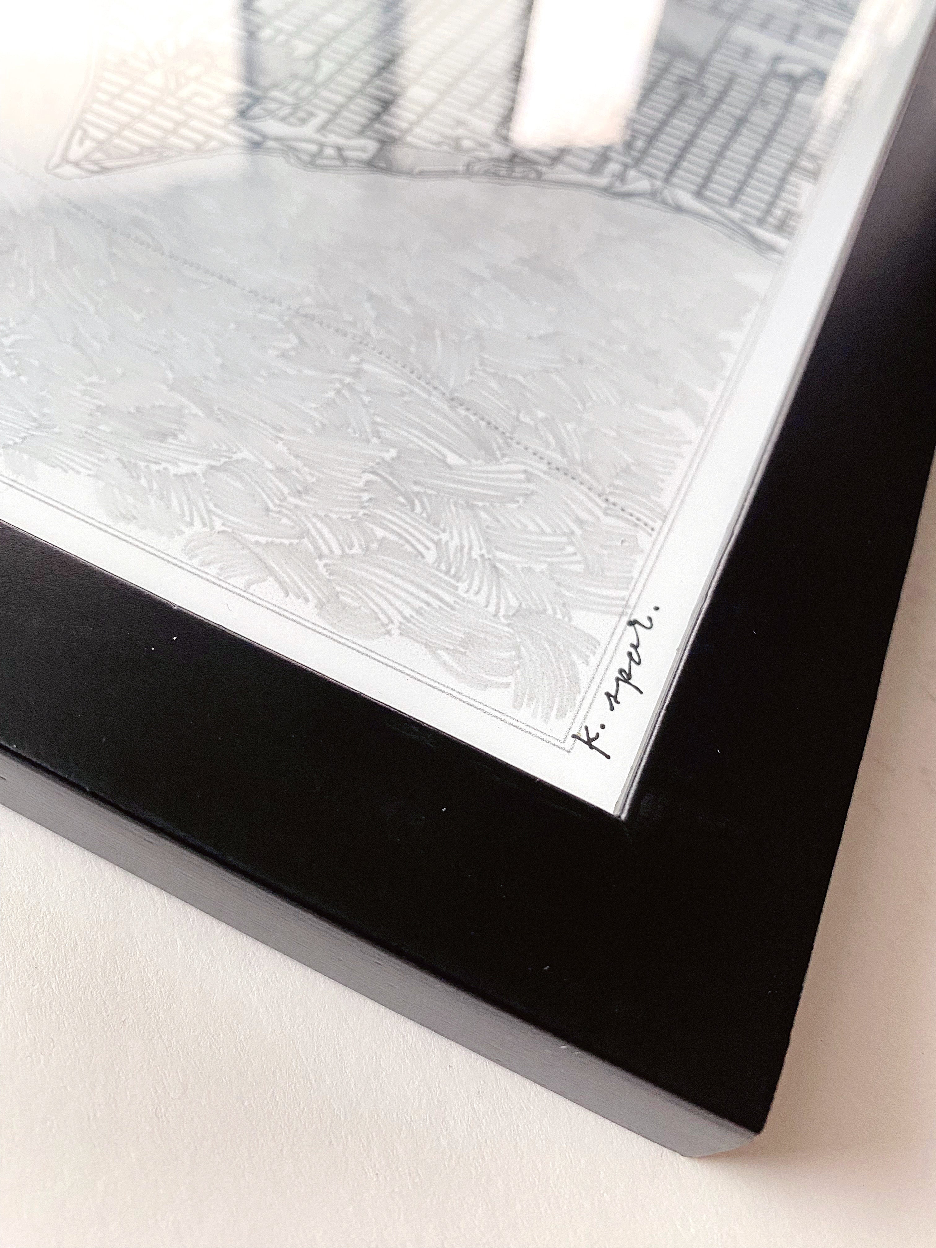 SEATTLE City Lines Map Print + Graphite Water Map-Drawing: PRINT + DRAWING