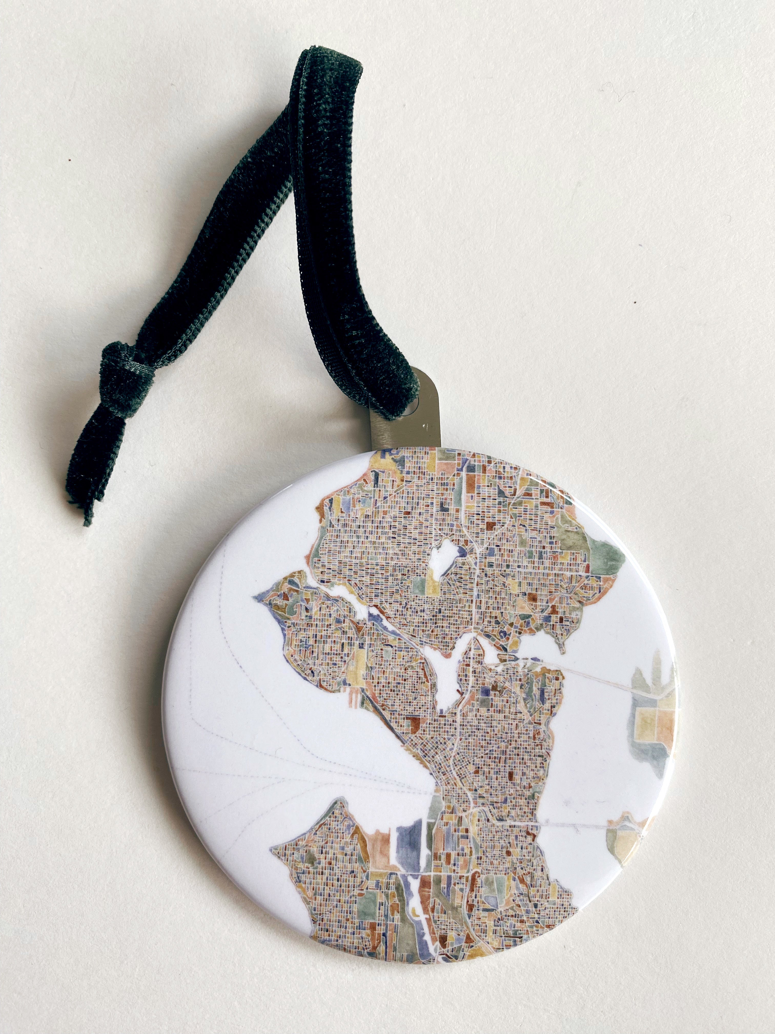 SEATTLE Washington ColorFULL Watercolor Map: ORNAMENT