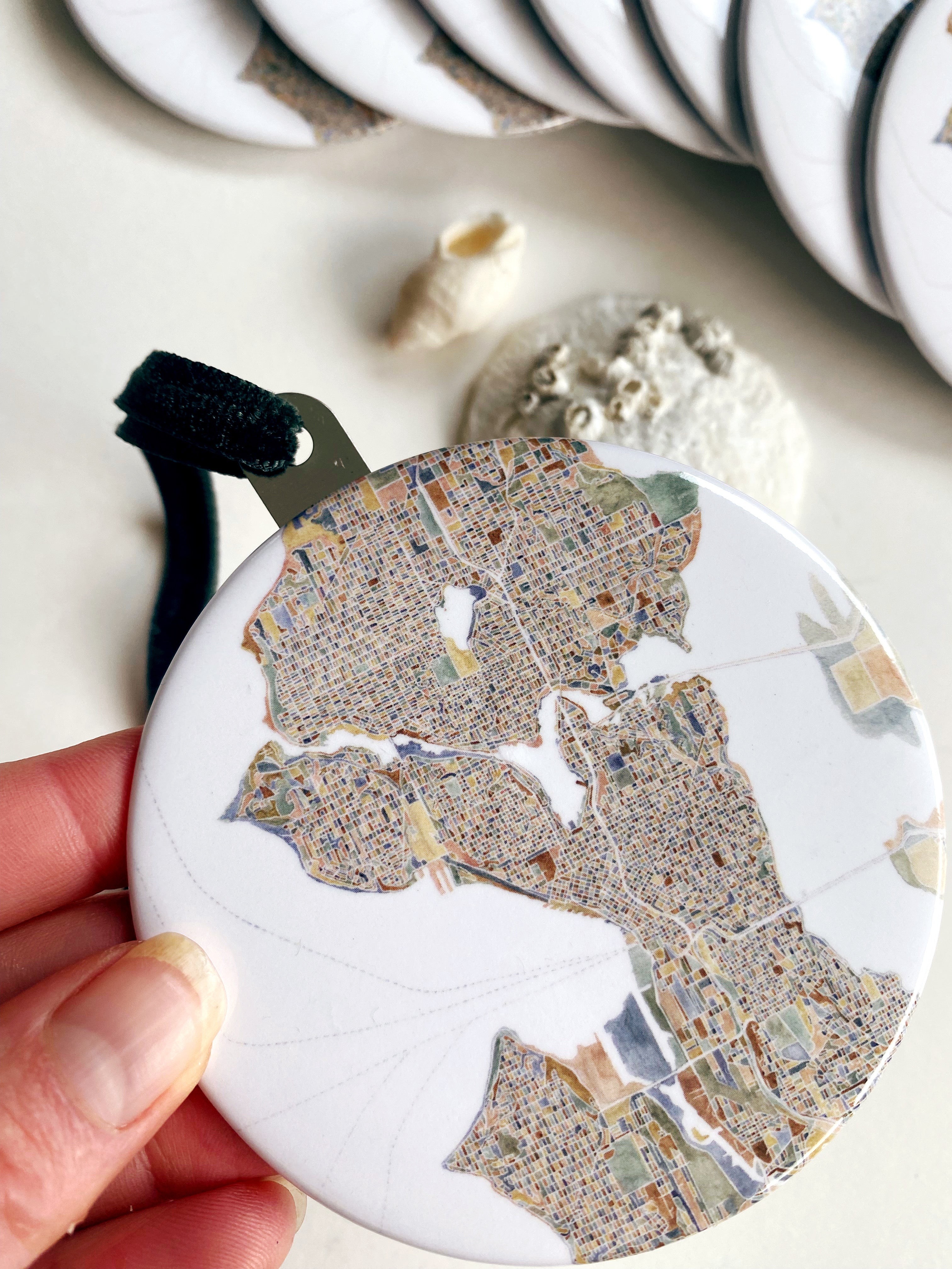 SEATTLE Washington ColorFULL Watercolor Map: ORNAMENT