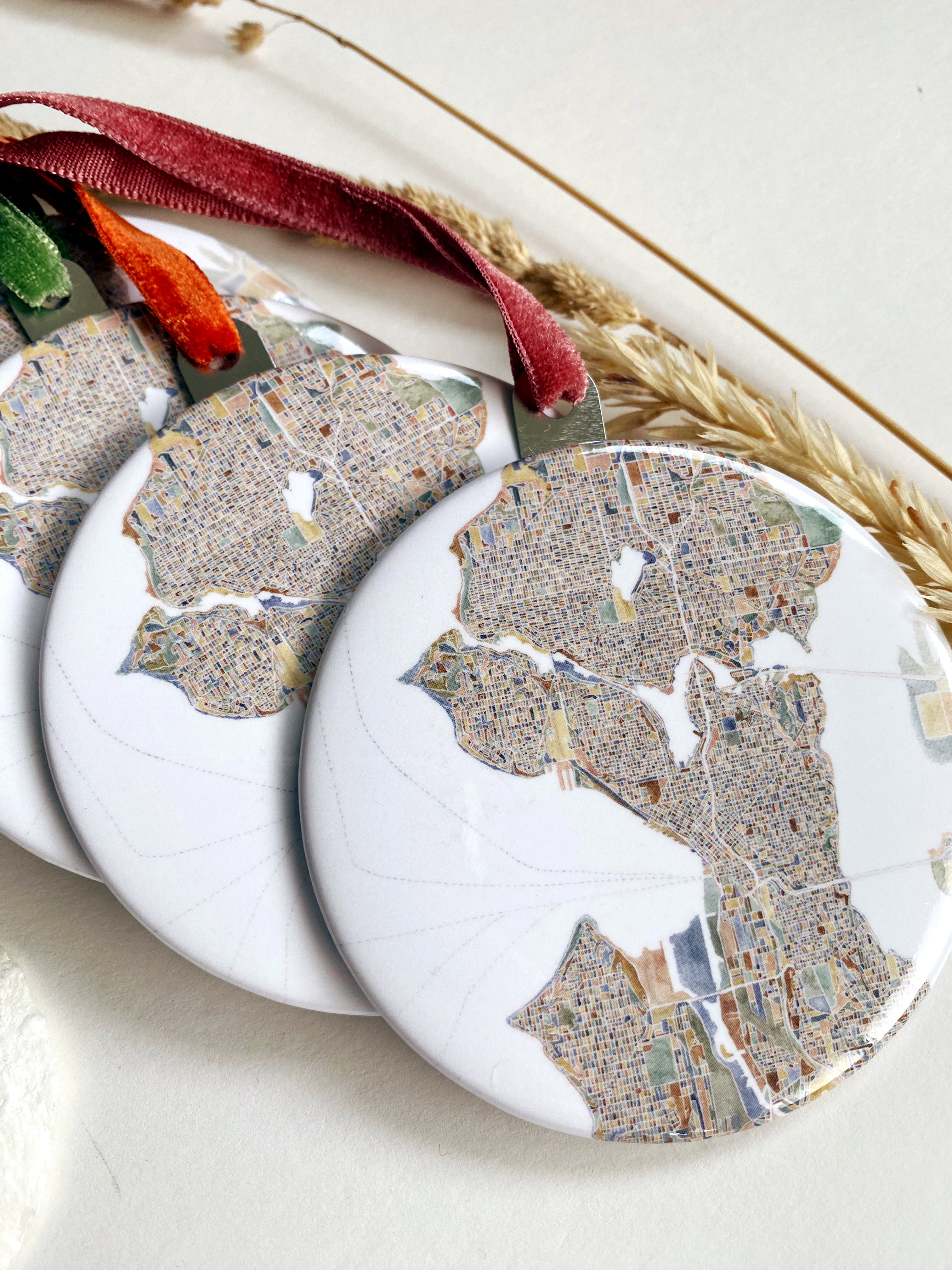 SEATTLE Washington ColorFULL Watercolor Map: ORNAMENT