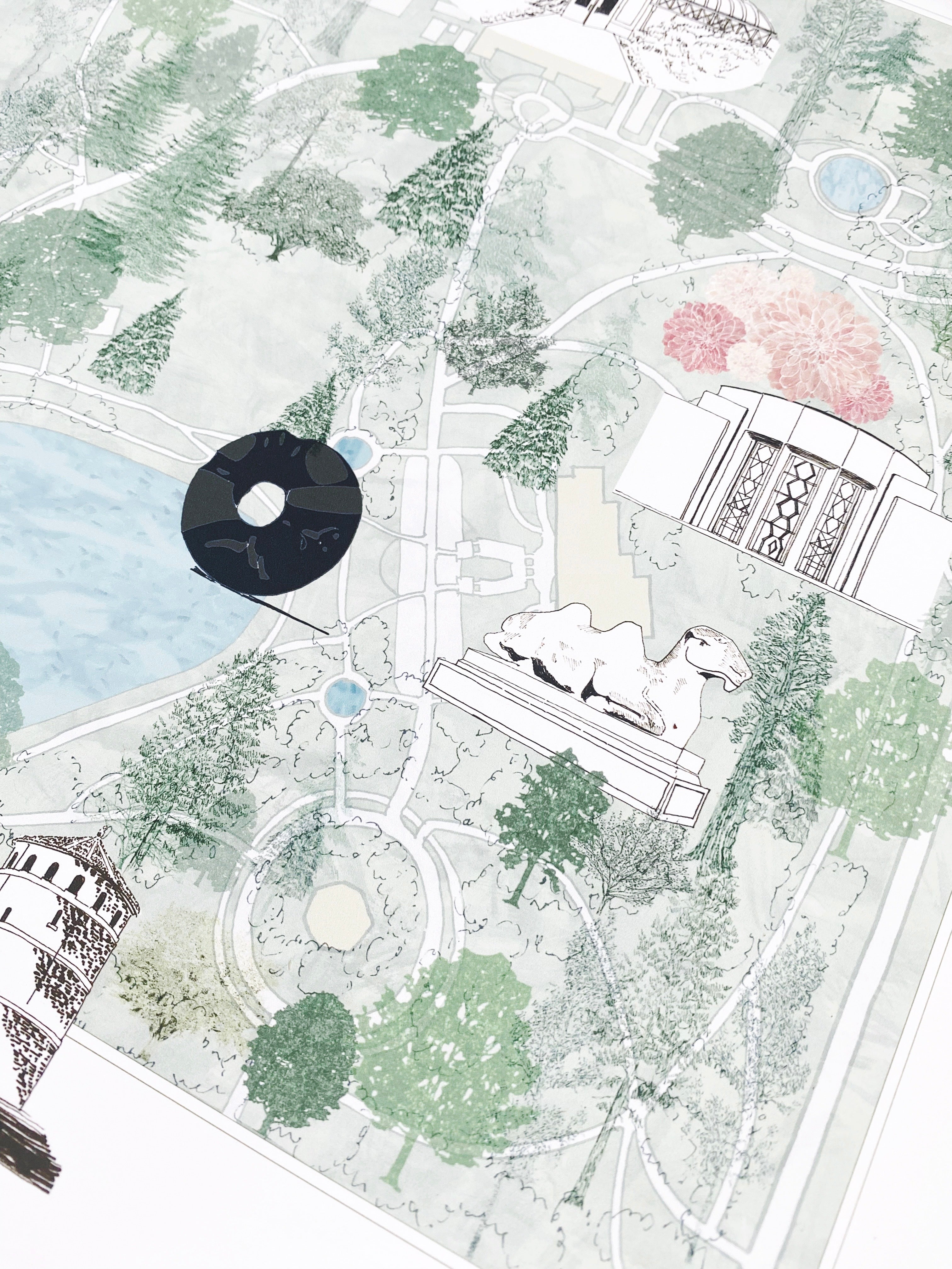 VOLUNTEER Park Art Map SEATTLE Washington: ART PRINT