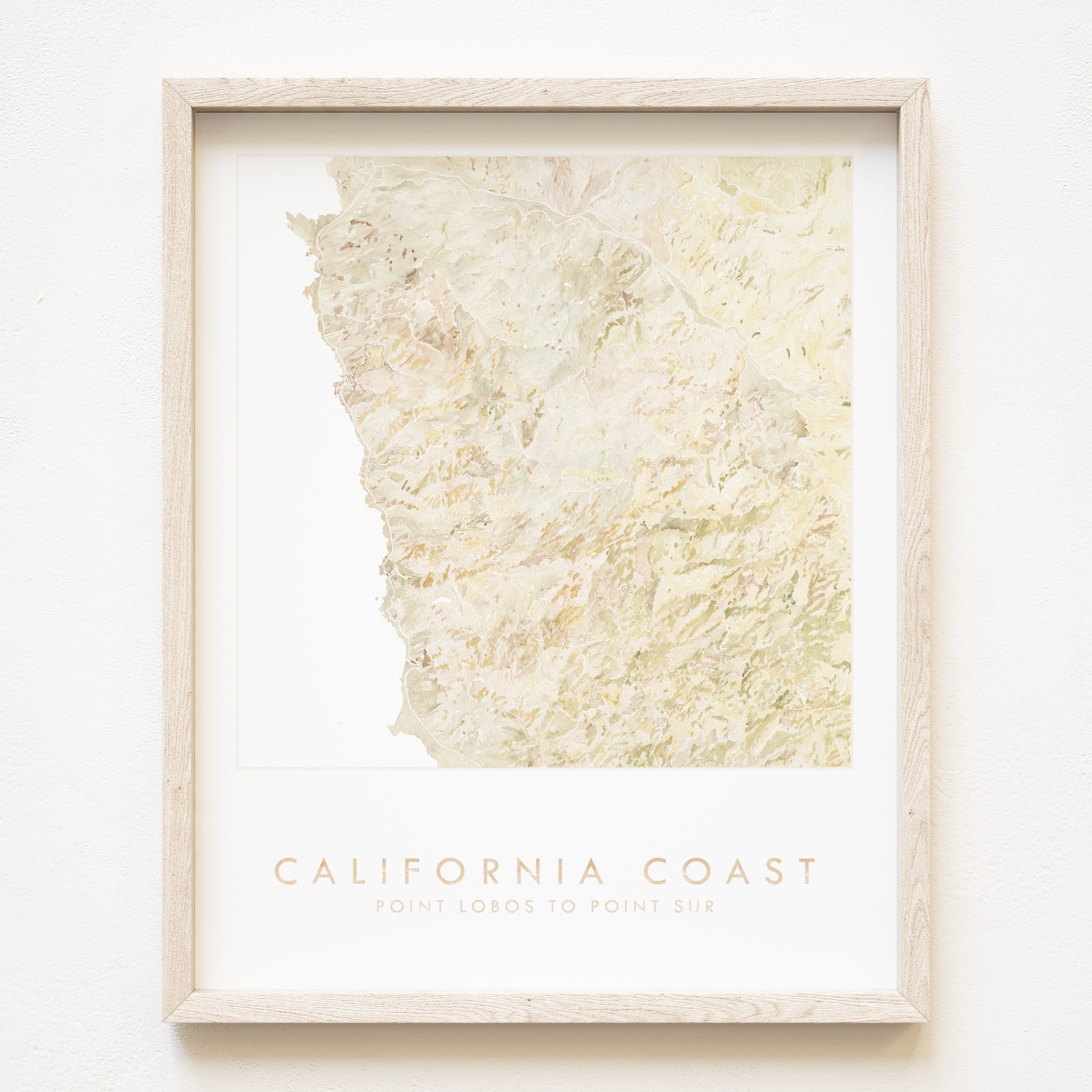 CALIFORNIA Coast Point Lobos to Point Sur Topographical Watercolor Map: PRINT