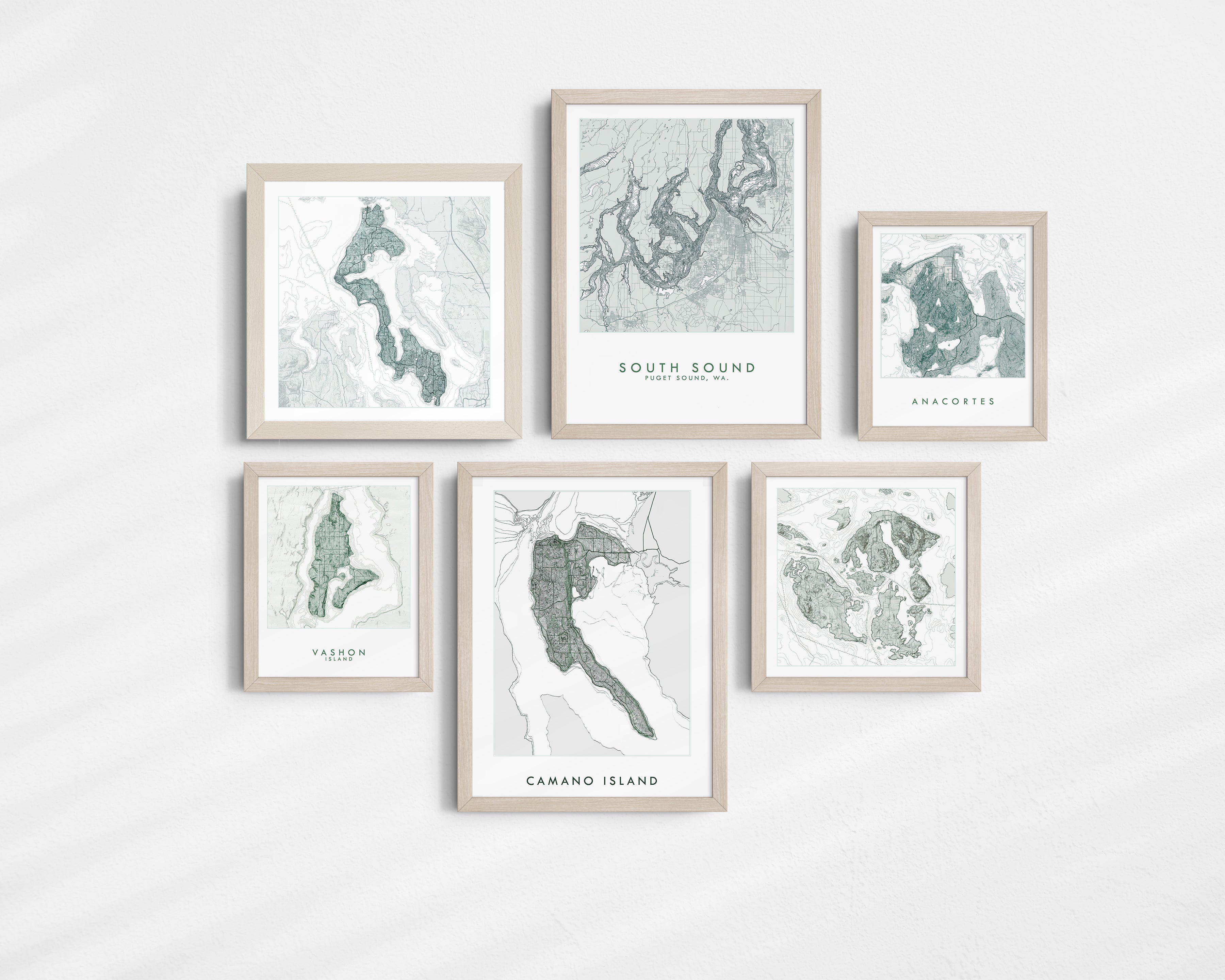 CAMANO ISLAND Washington "Sound Shores" Land + Water Map: PRINT