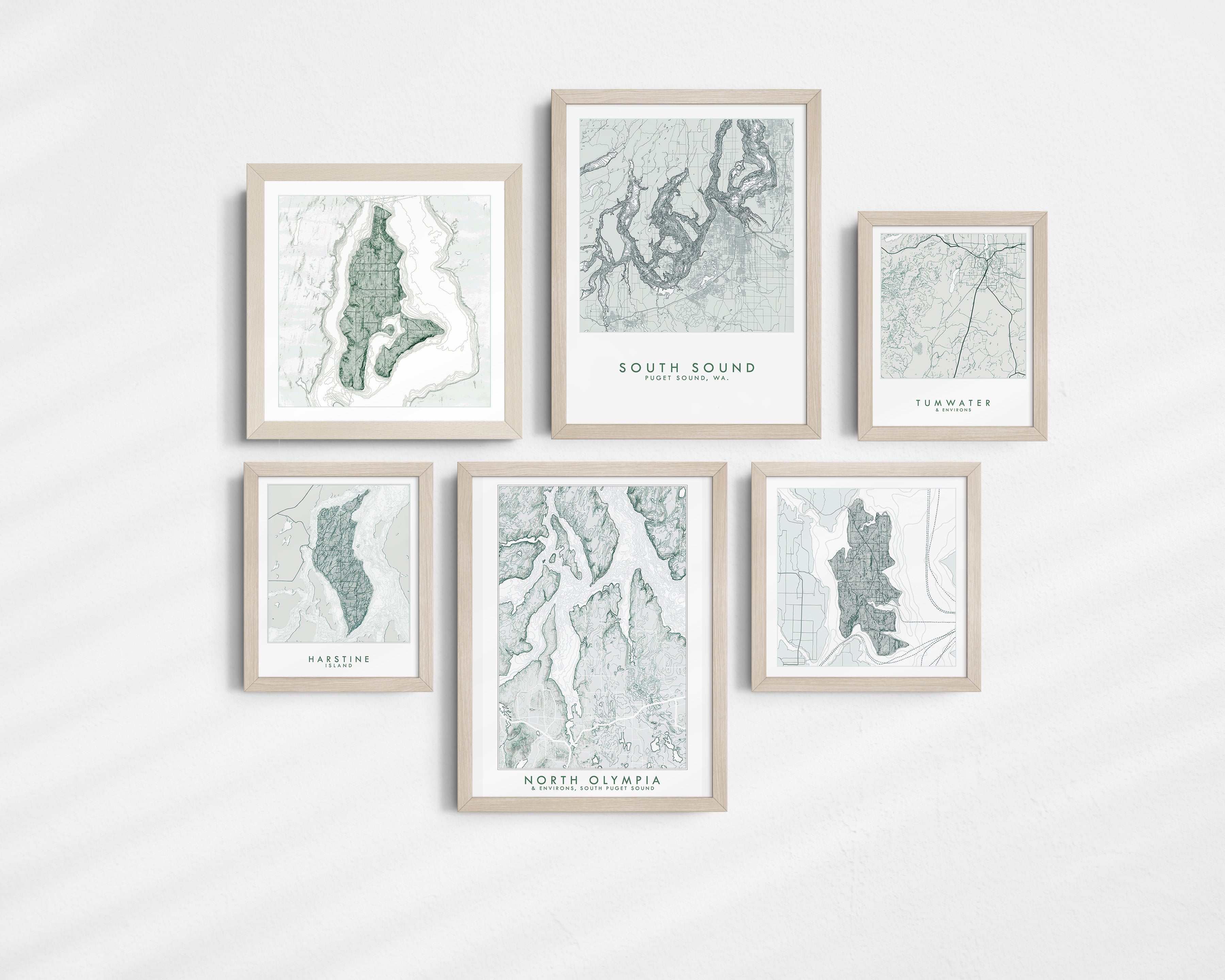 HARSTINE ISLAND Washington "Sound Shores" Land + Water Map: PRINT