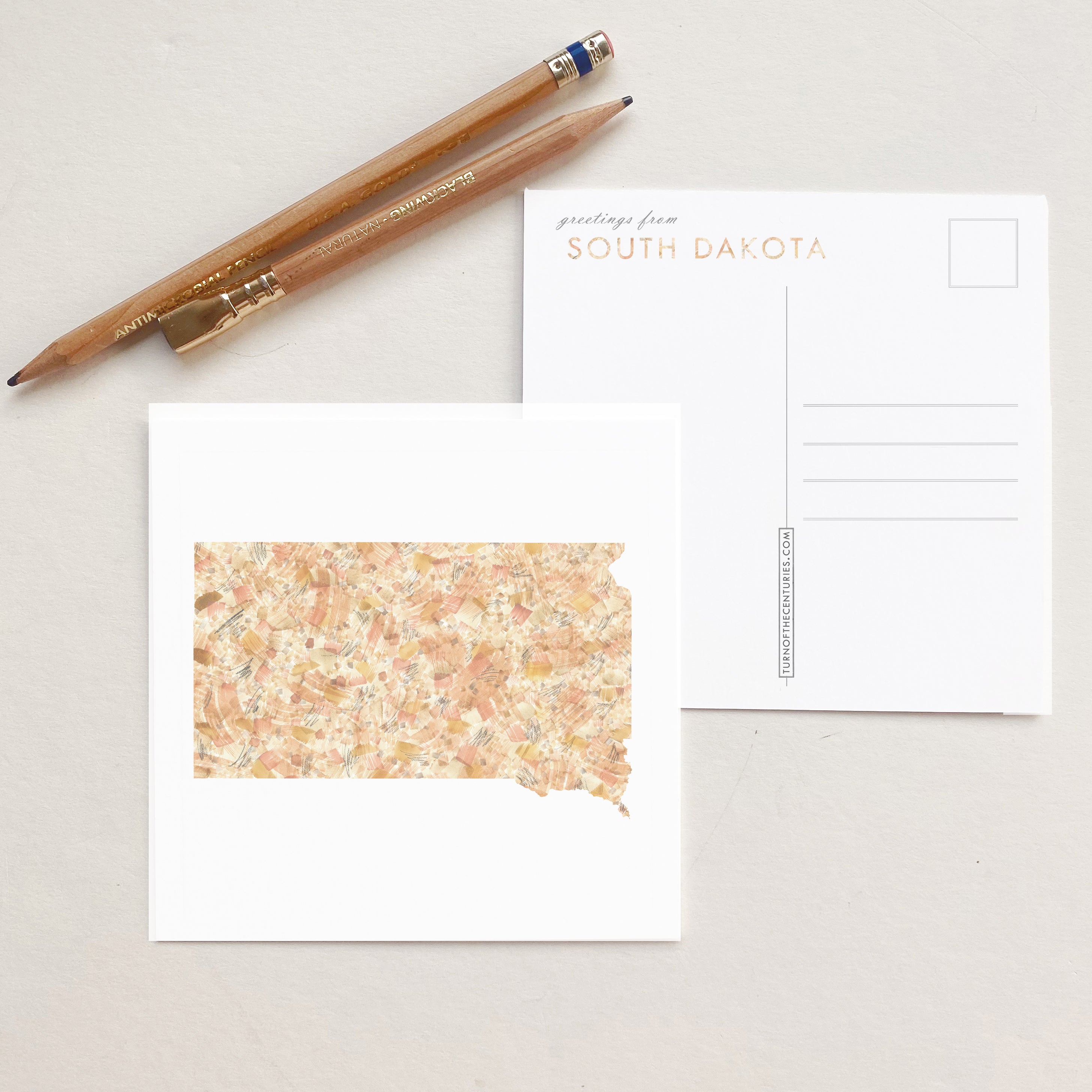SOUTH DAKOTA Painted State Map SQUARE Postcard