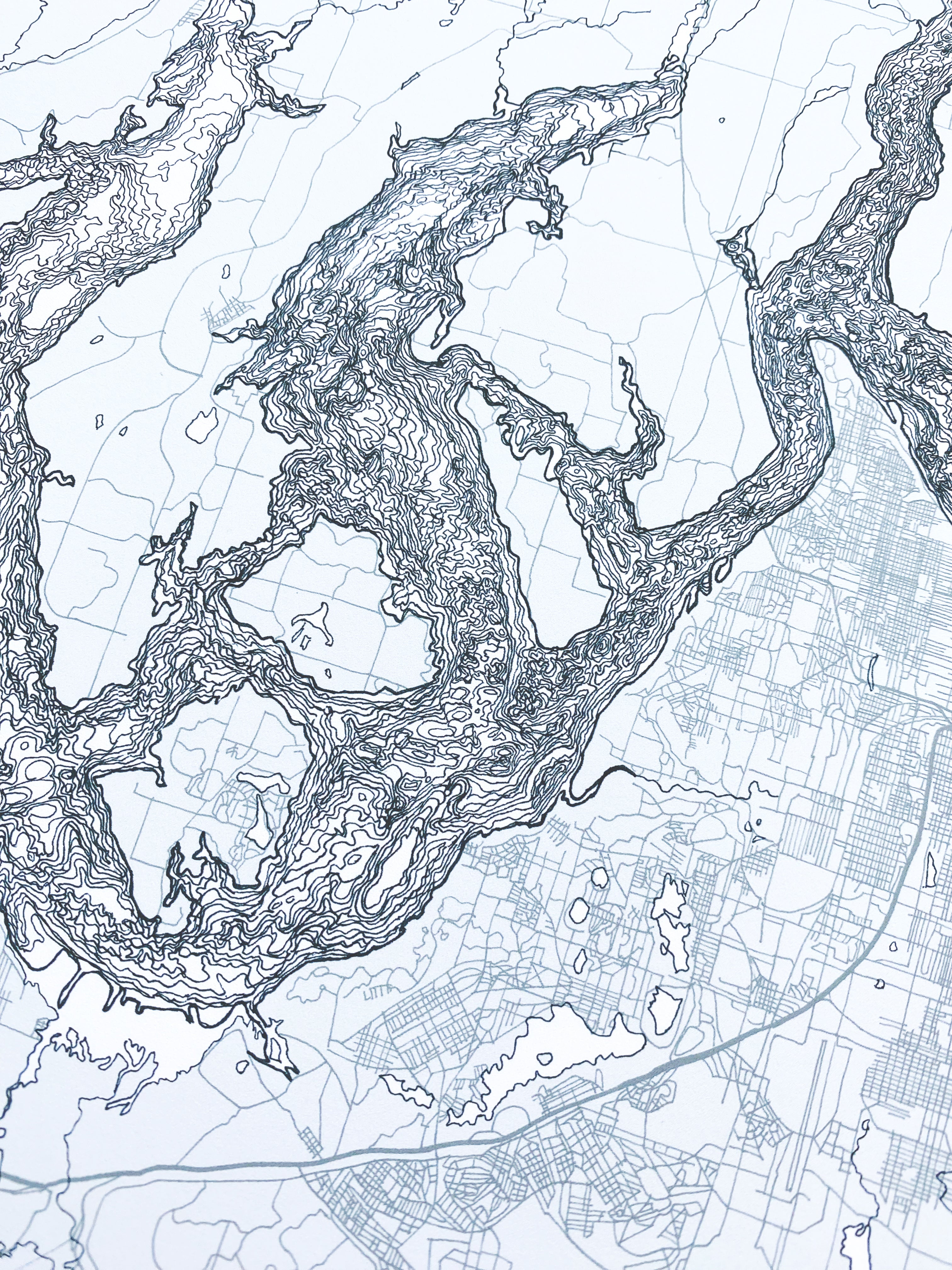 SOUTH Puget SOUND Land + Water Map Drawing: PRINT