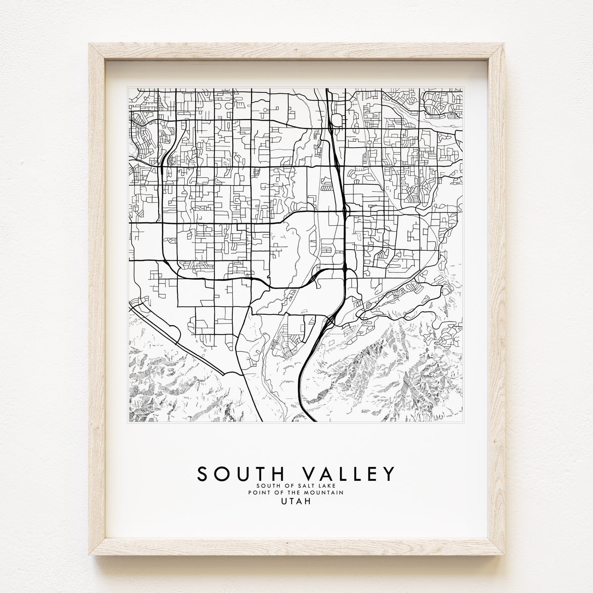 SOUTH VALLEY Salt Lake County UTAH City Lines Map: PRINT — Turn-of-the ...