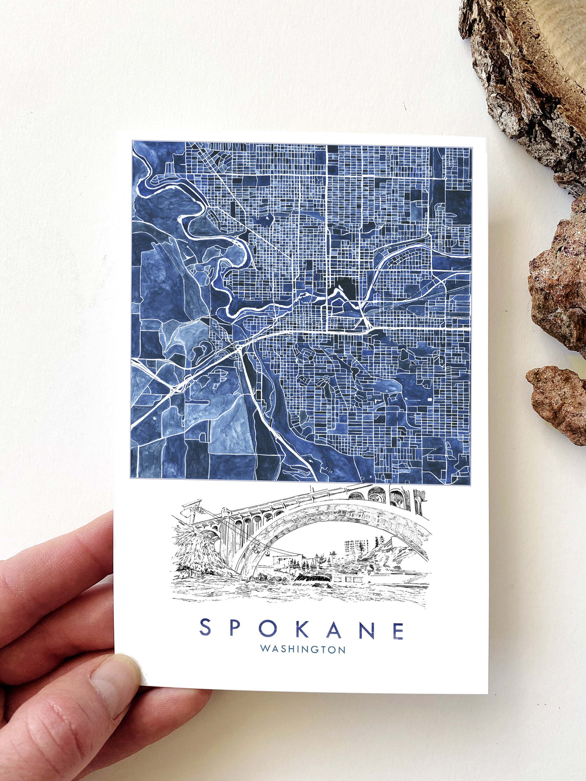 SPOKANE Washington Watercolor City Map - Standard Postcard — Turn-of ...