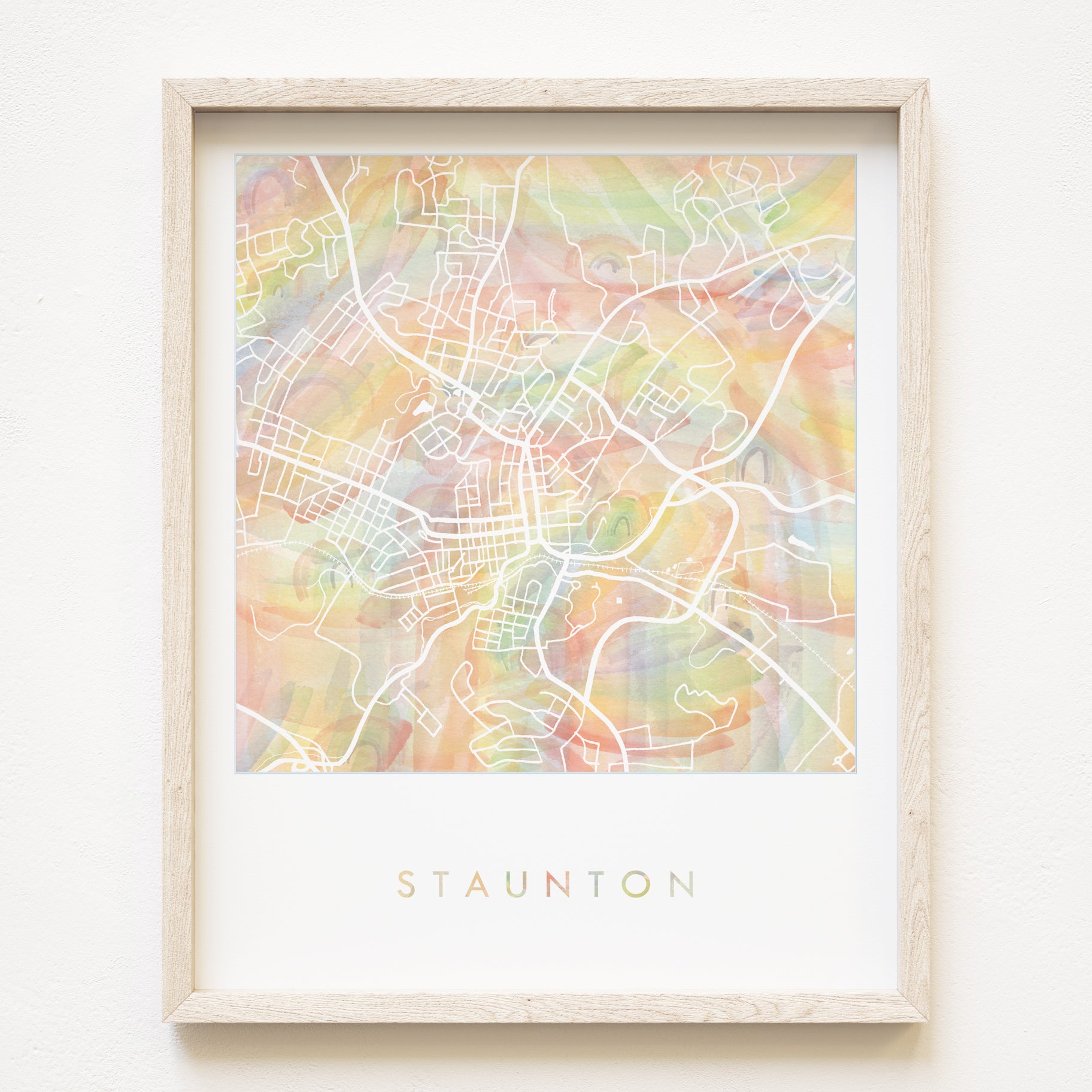 STAUNTON Pride Rainbow Watercolor Map: PRINT