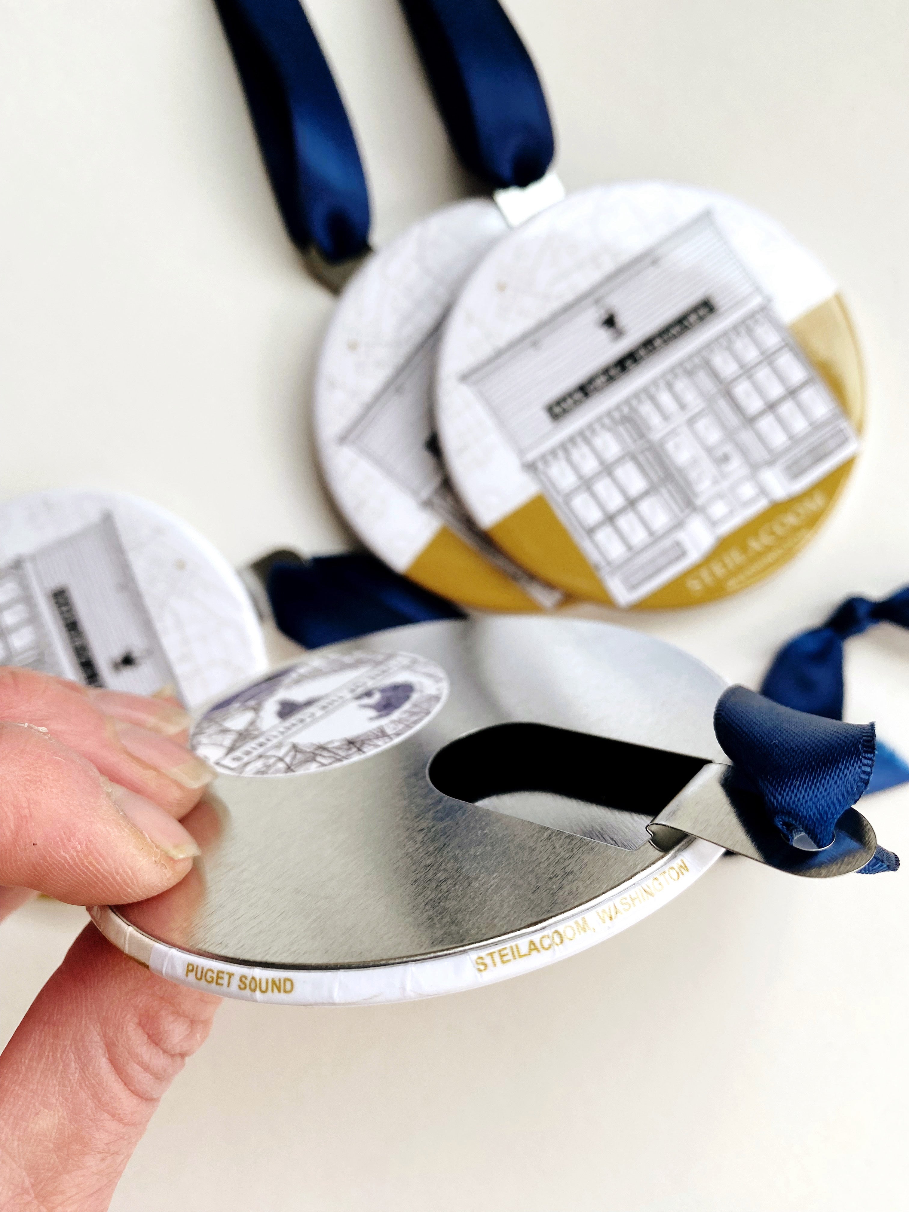 The Bair Drug STEILACOOM Washington Watercolor Map: ORNAMENT