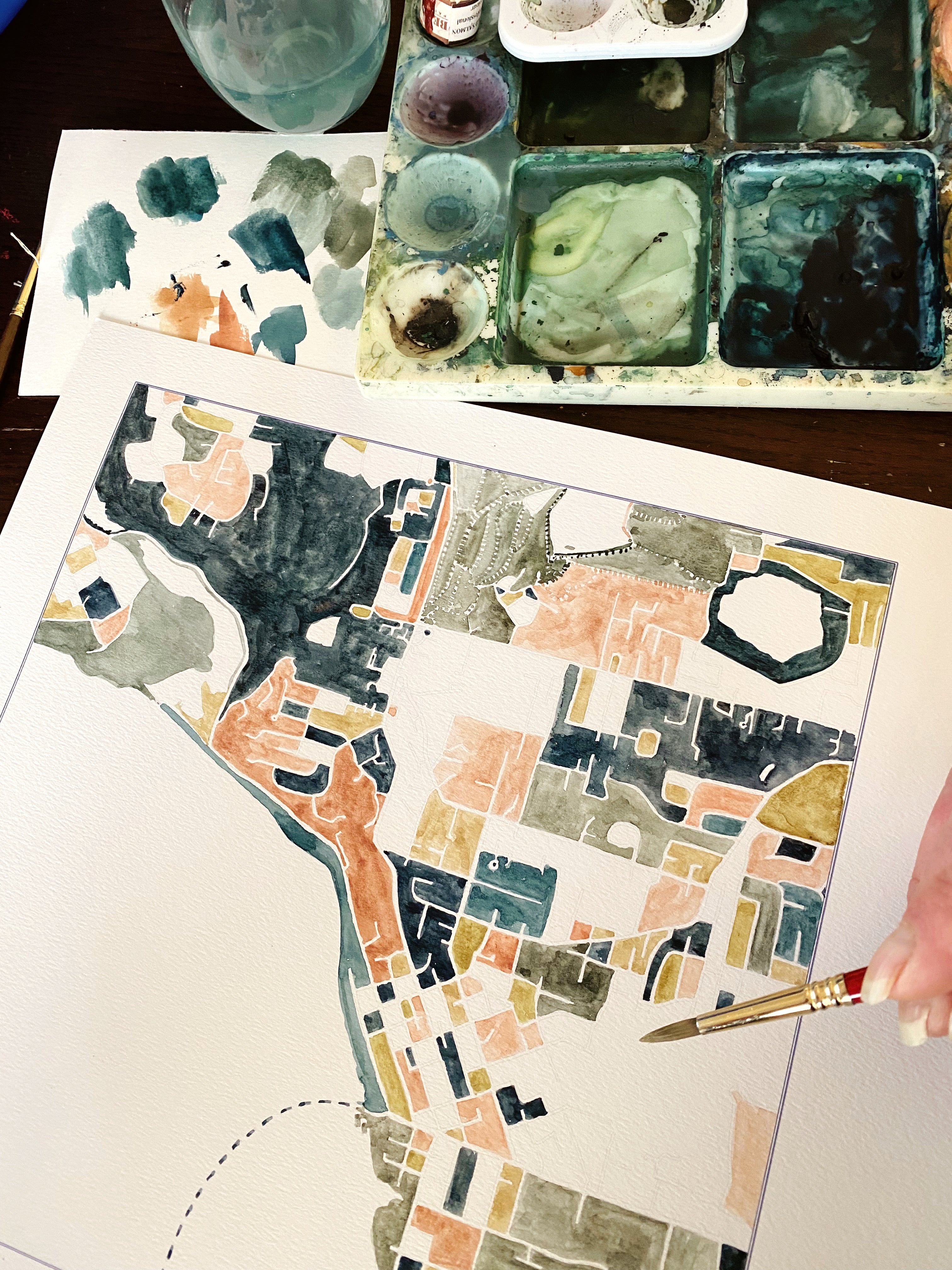 STEILACOOM Washington ColorFULL Watercolor City Blocks Map: PRINT