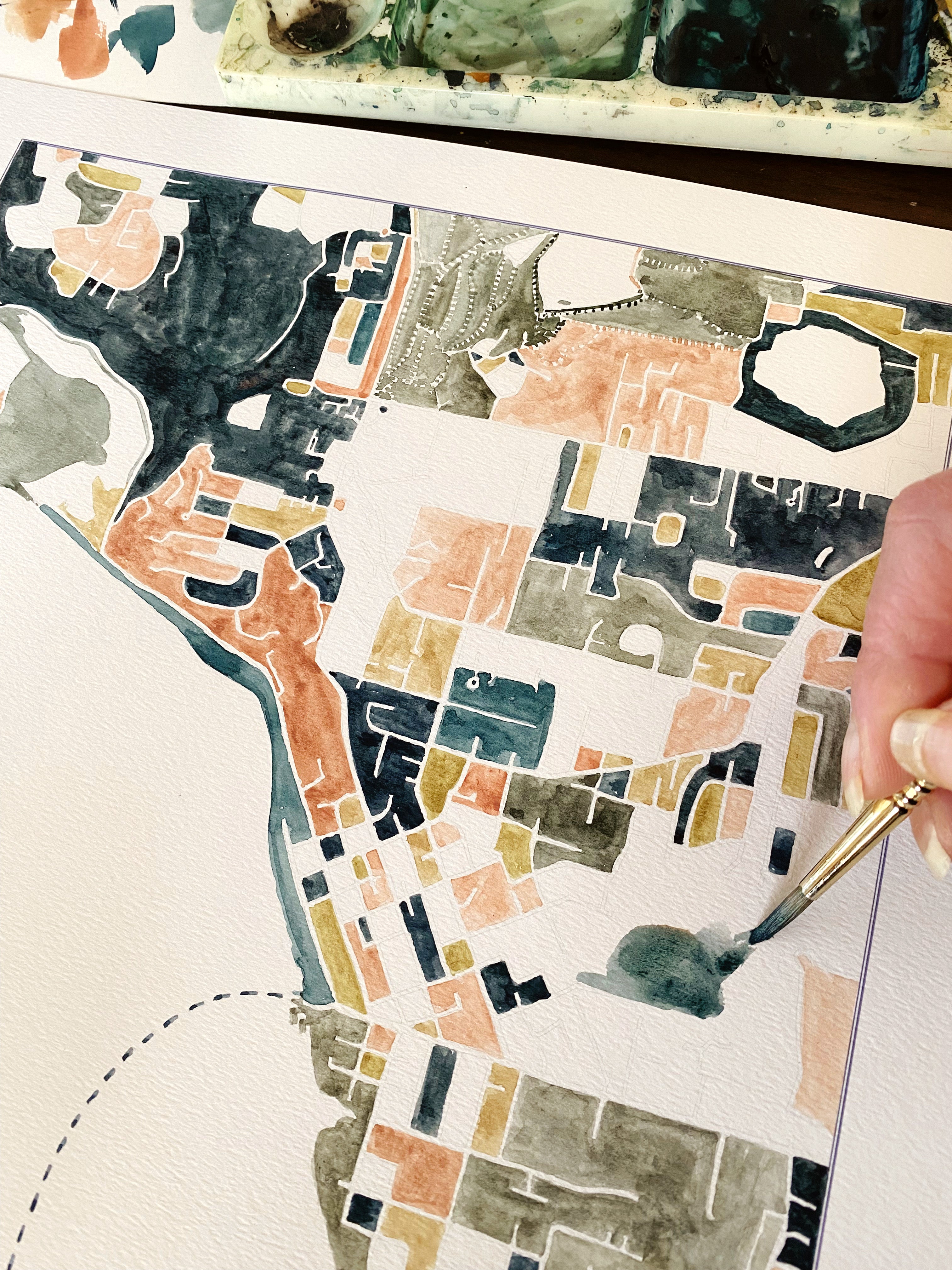 STEILACOOM Washington ColorFULL Watercolor City Blocks Map: PRINT
