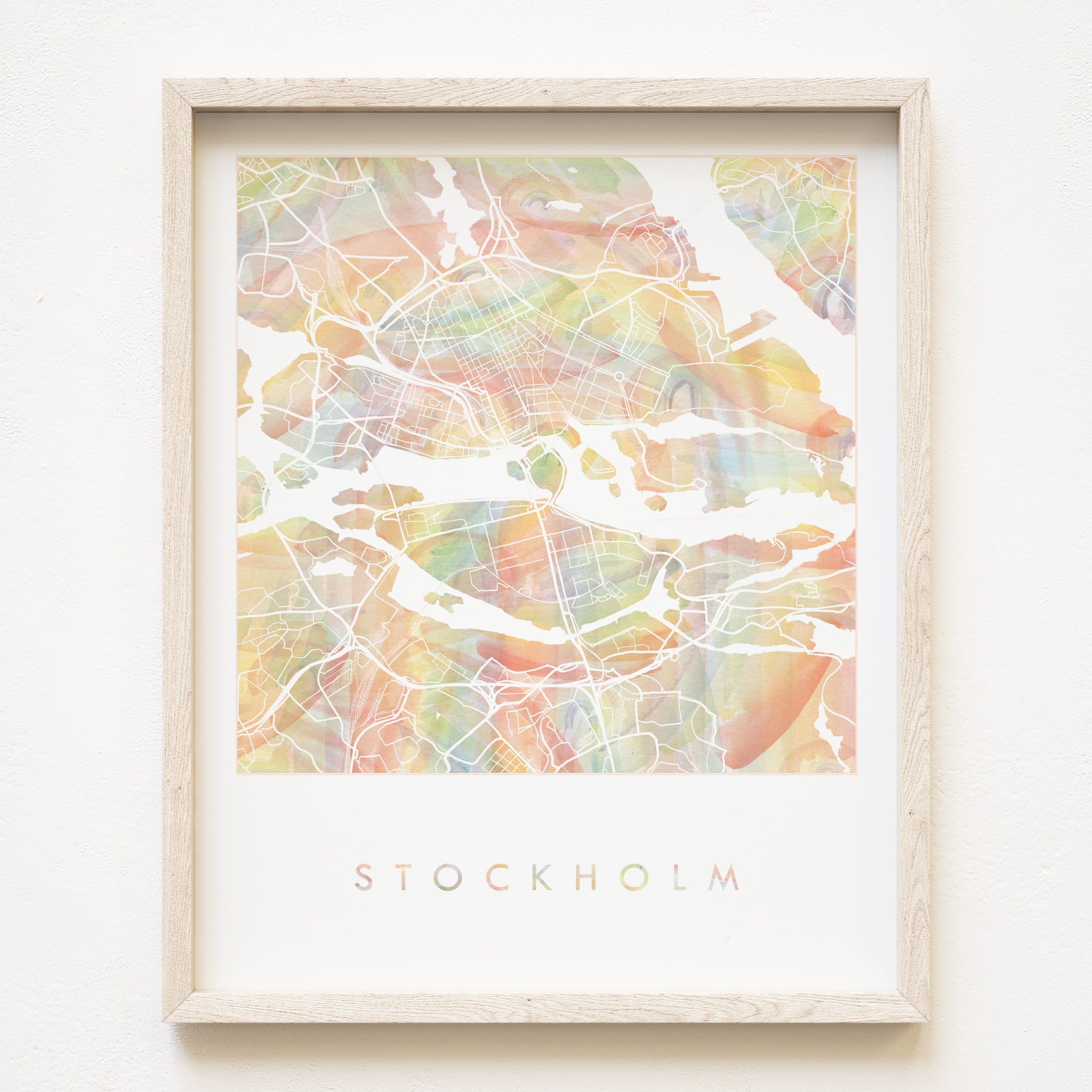 STOCKHOLM Pride Rainbow Watercolor Map: PRINT