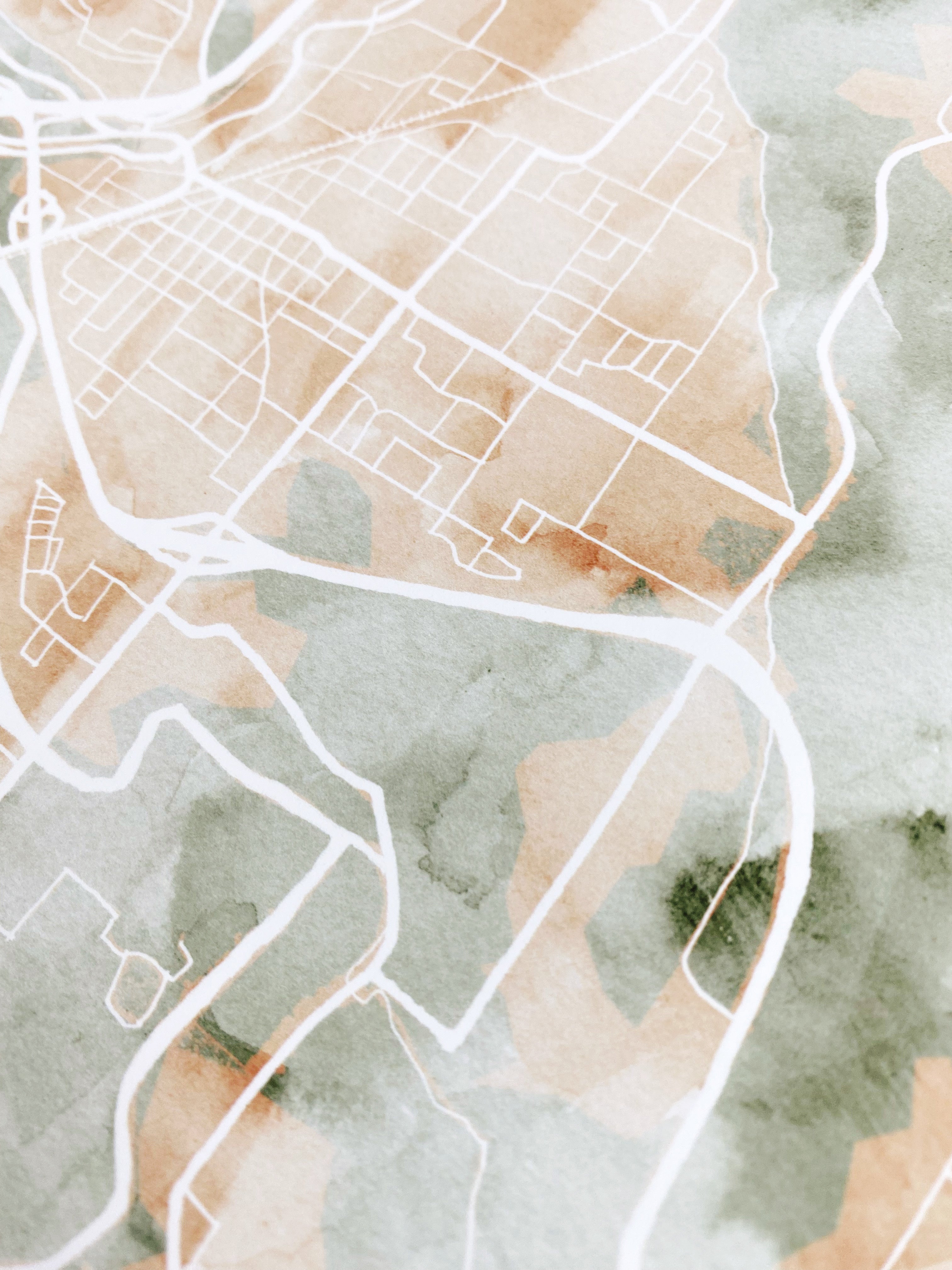 SUMNER Washington Watercolor Wash Map: PRINT