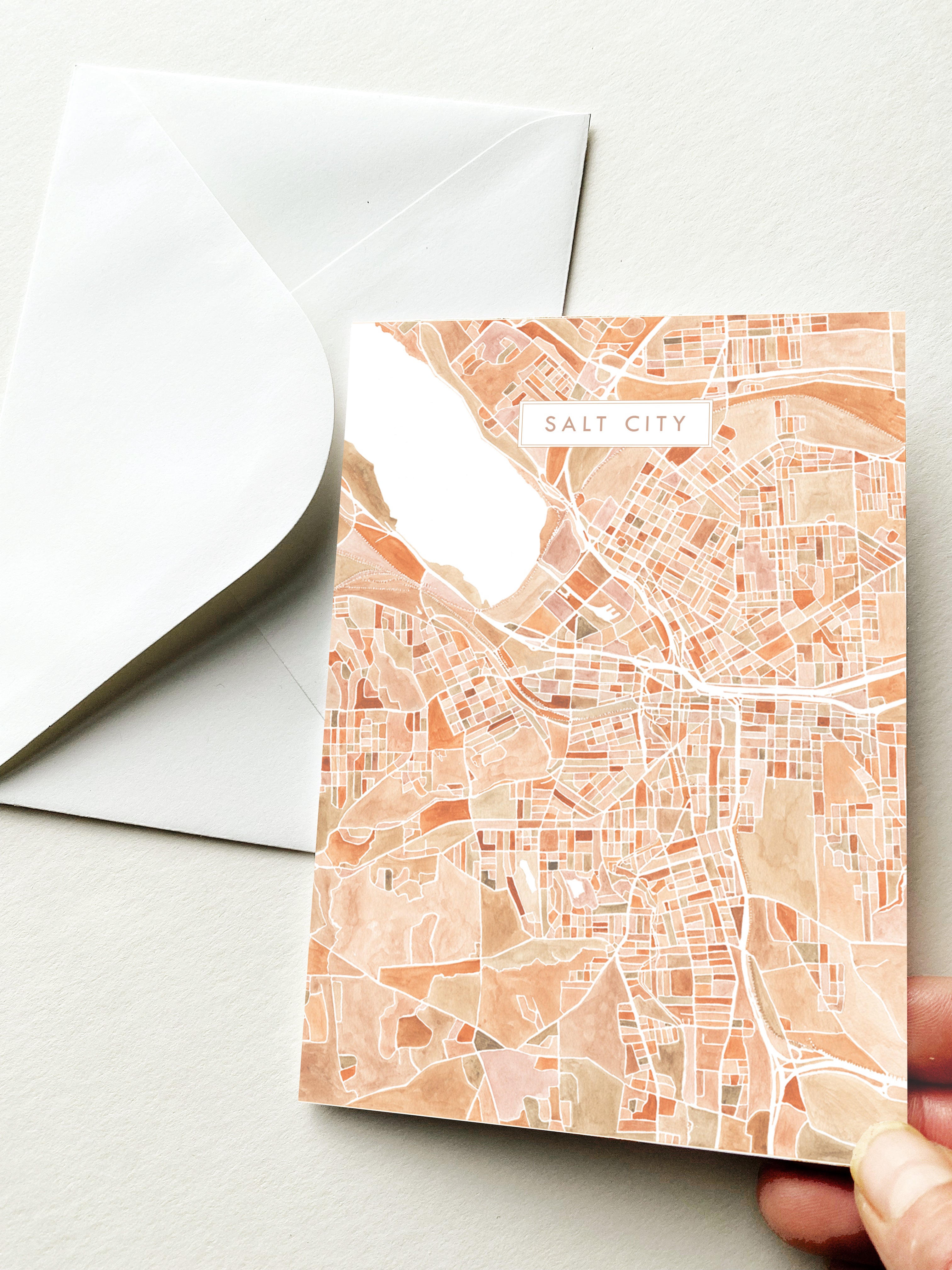 SALT CITY Syracuse New York Watercolor Map - city nickname greeting card