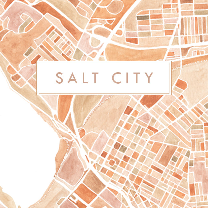 SALT CITY Syracuse New York Watercolor Map - city nickname greeting card