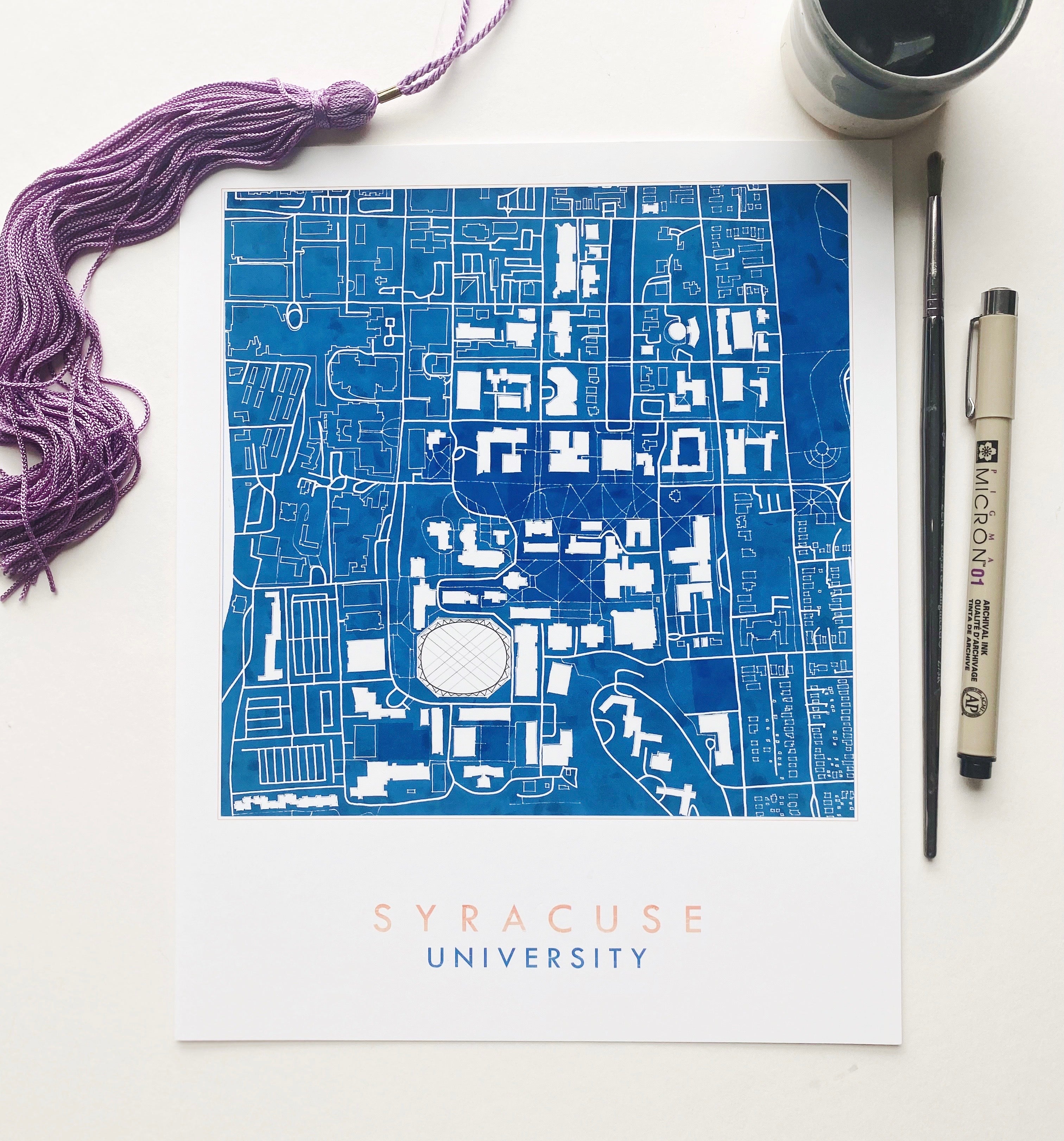 SYRACUSE UNIVERSITY Campus Watercolor Map: PRINT