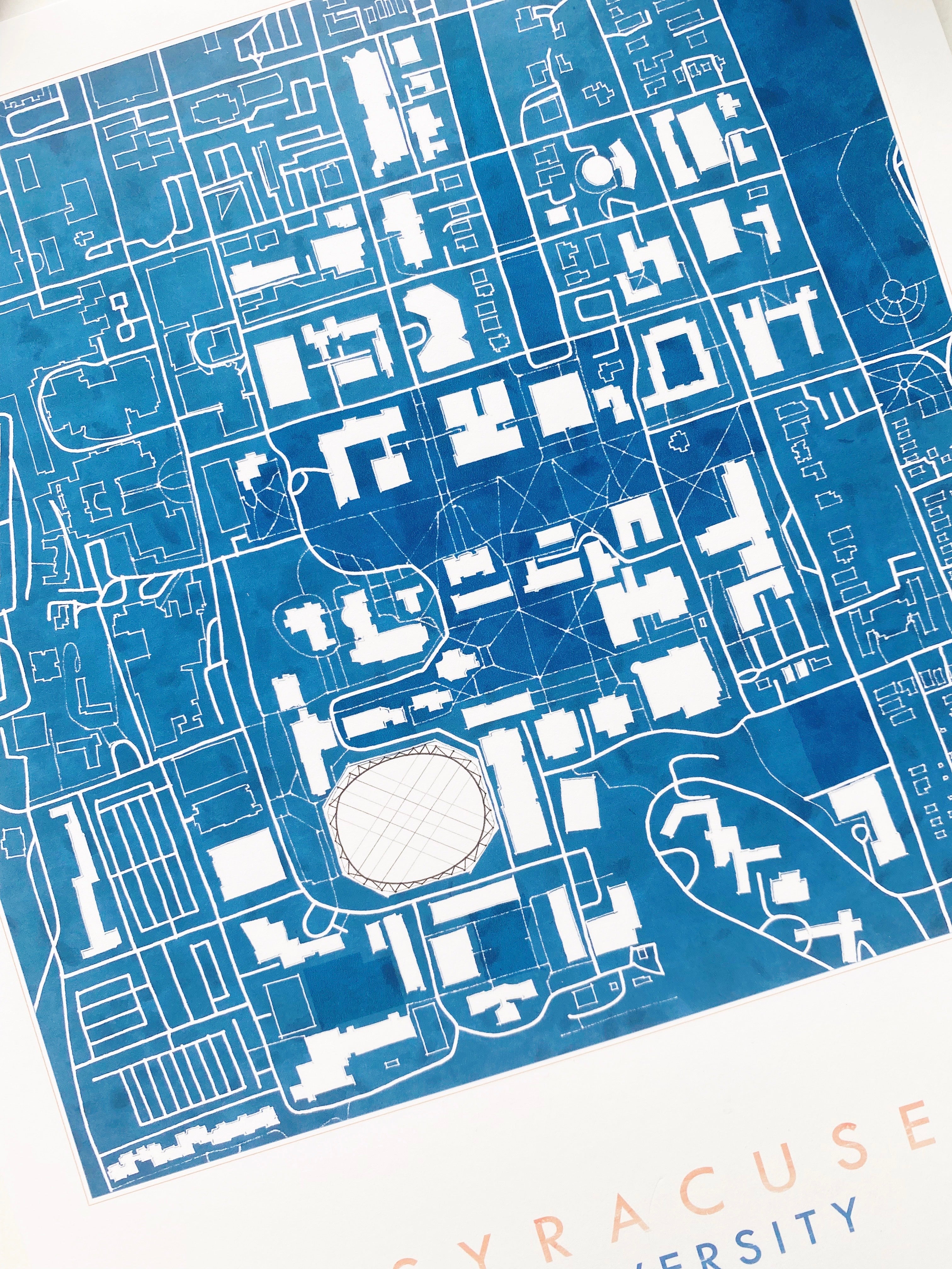 SYRACUSE UNIVERSITY Campus Watercolor Map: PRINT