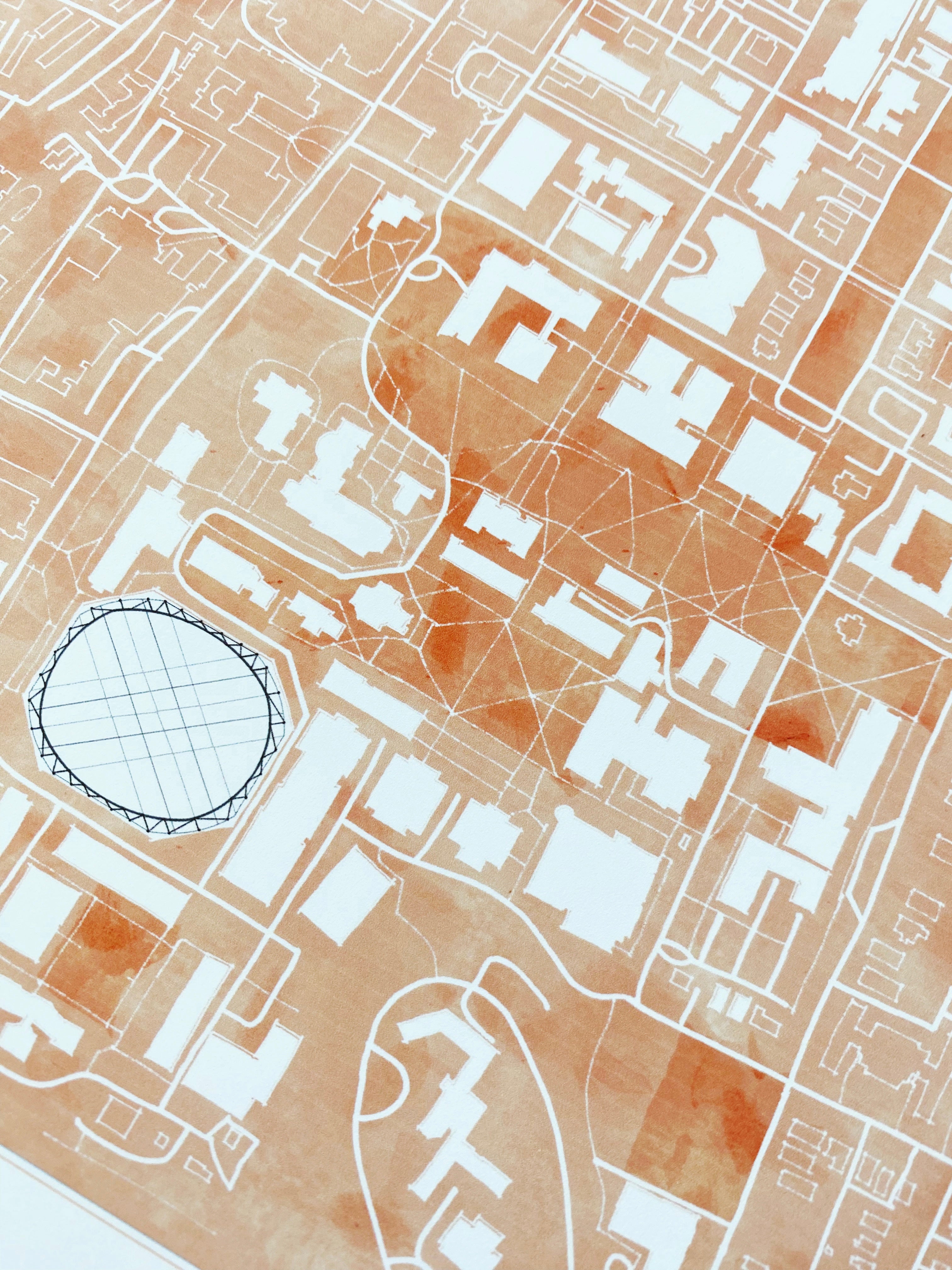 SYRACUSE UNIVERSITY Campus Watercolor Map: PRINT