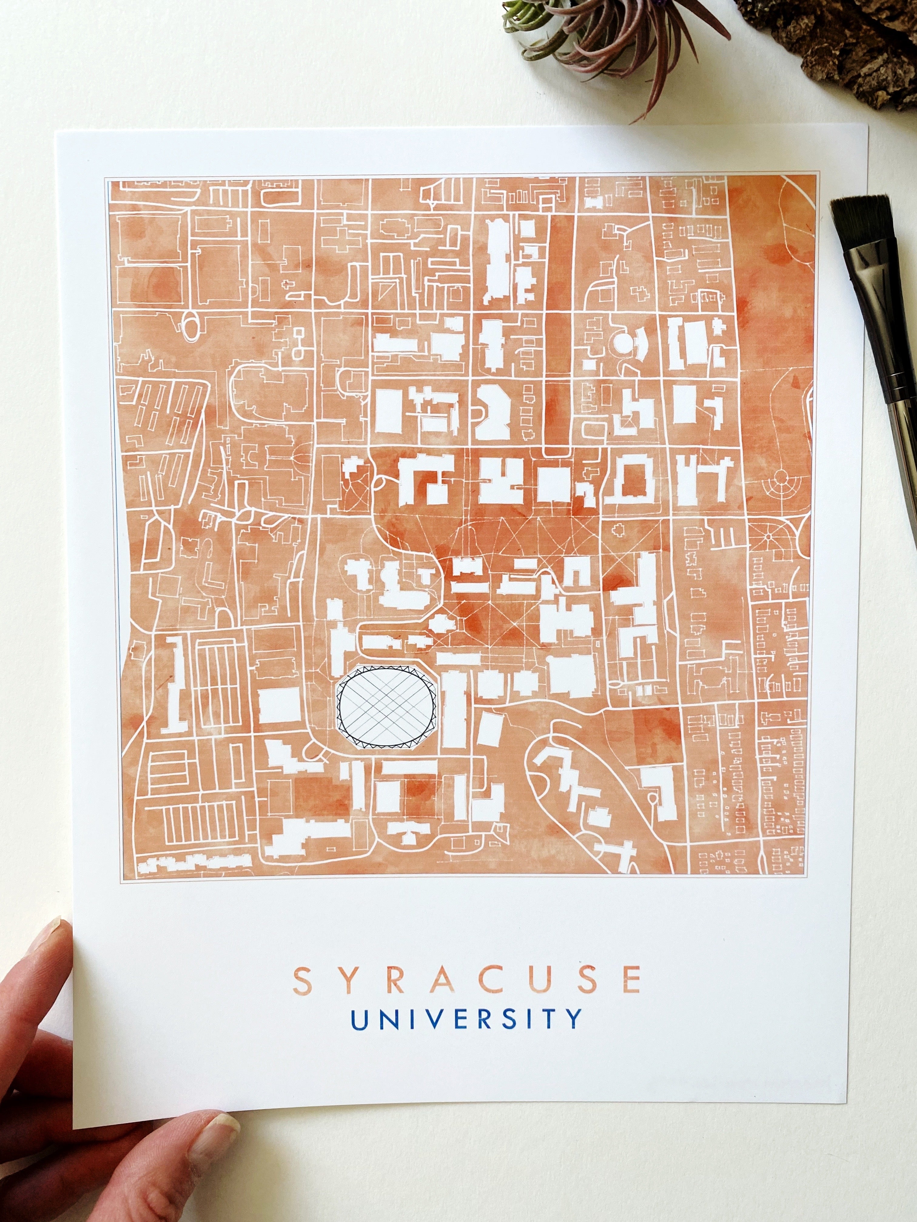 SYRACUSE UNIVERSITY Campus Watercolor Map: PRINT