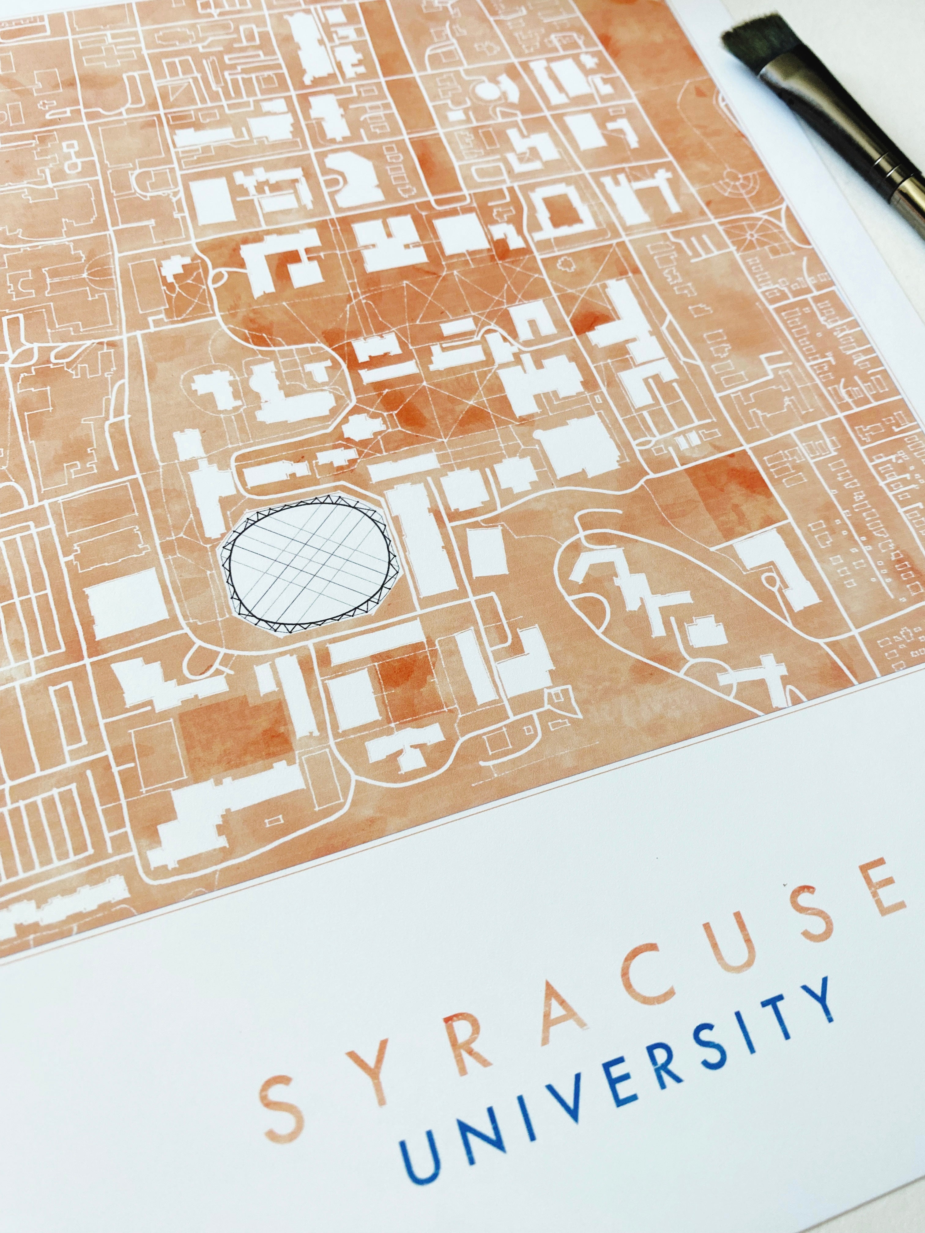 SYRACUSE UNIVERSITY Campus Watercolor Map: PRINT