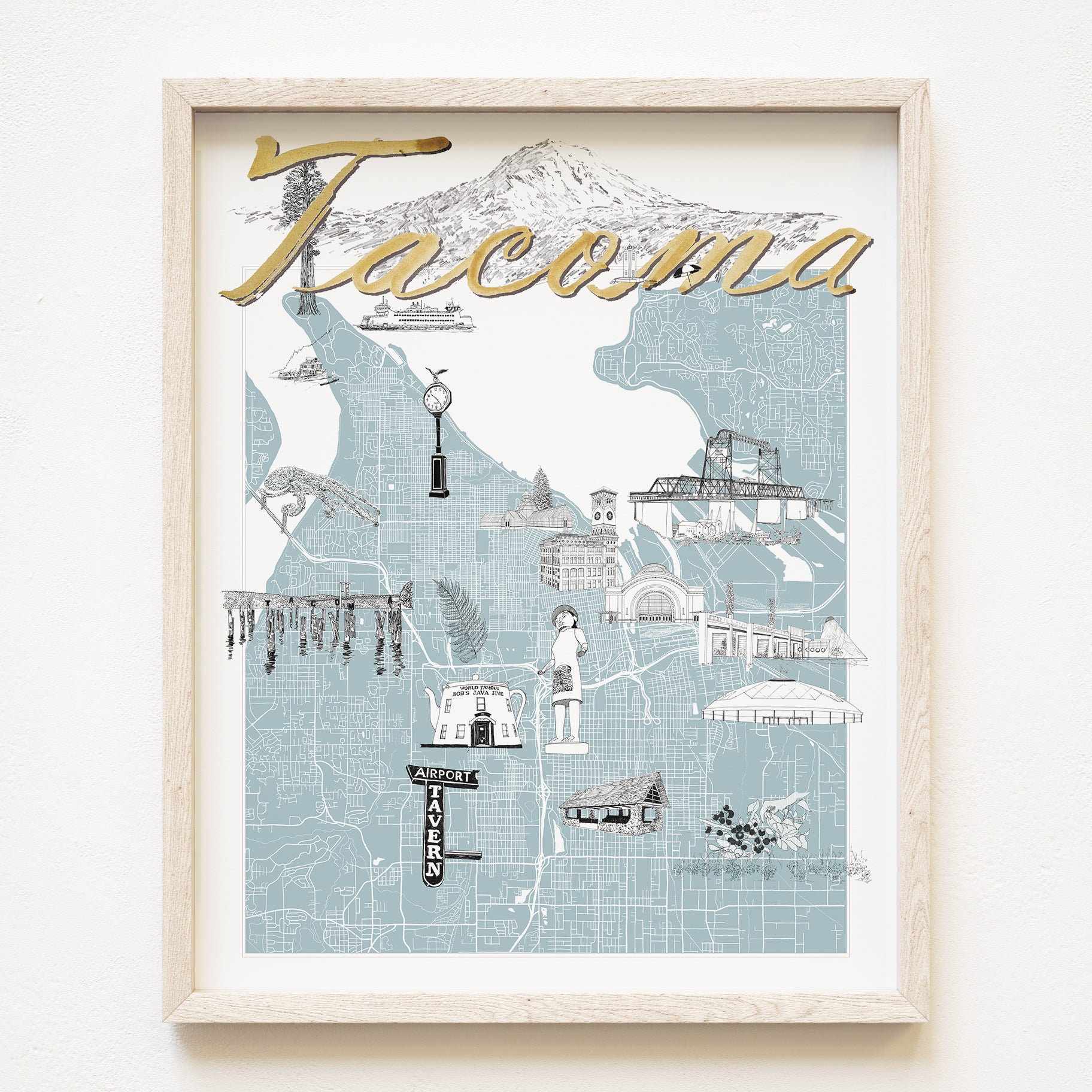 TACOMA Washington "Charms" Map: PRINT