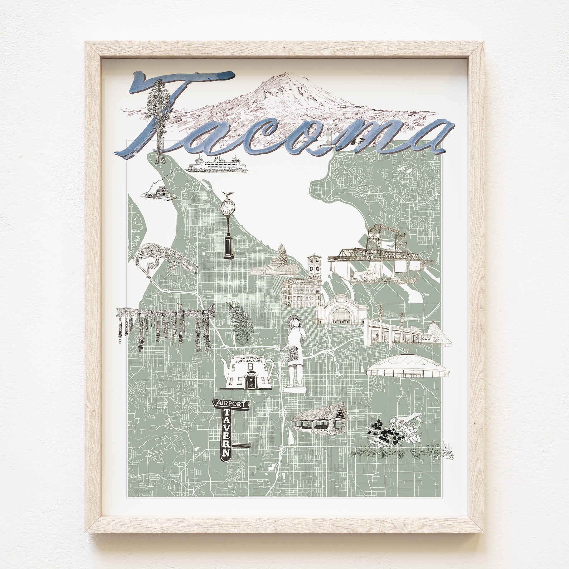 TACOMA Washington "Charms" Map: PRINT