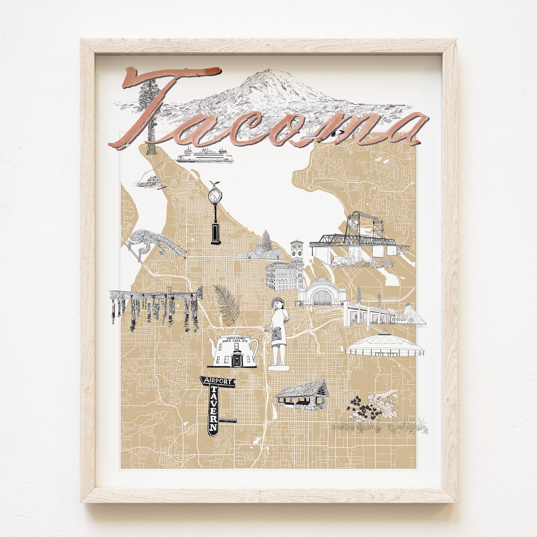 TACOMA Washington "Charms" Map: PRINT