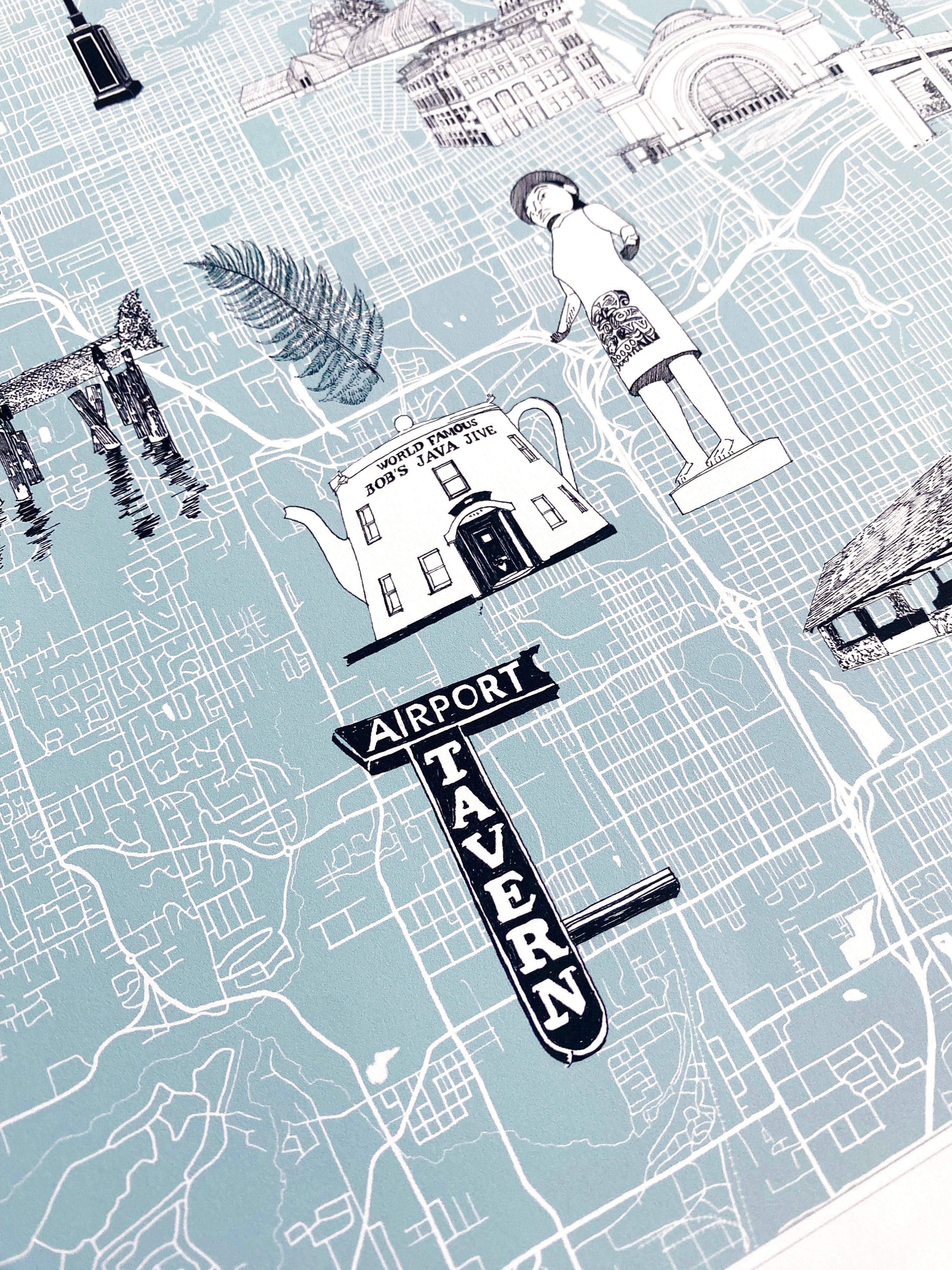 TACOMA Washington "Charms" Map: PRINT