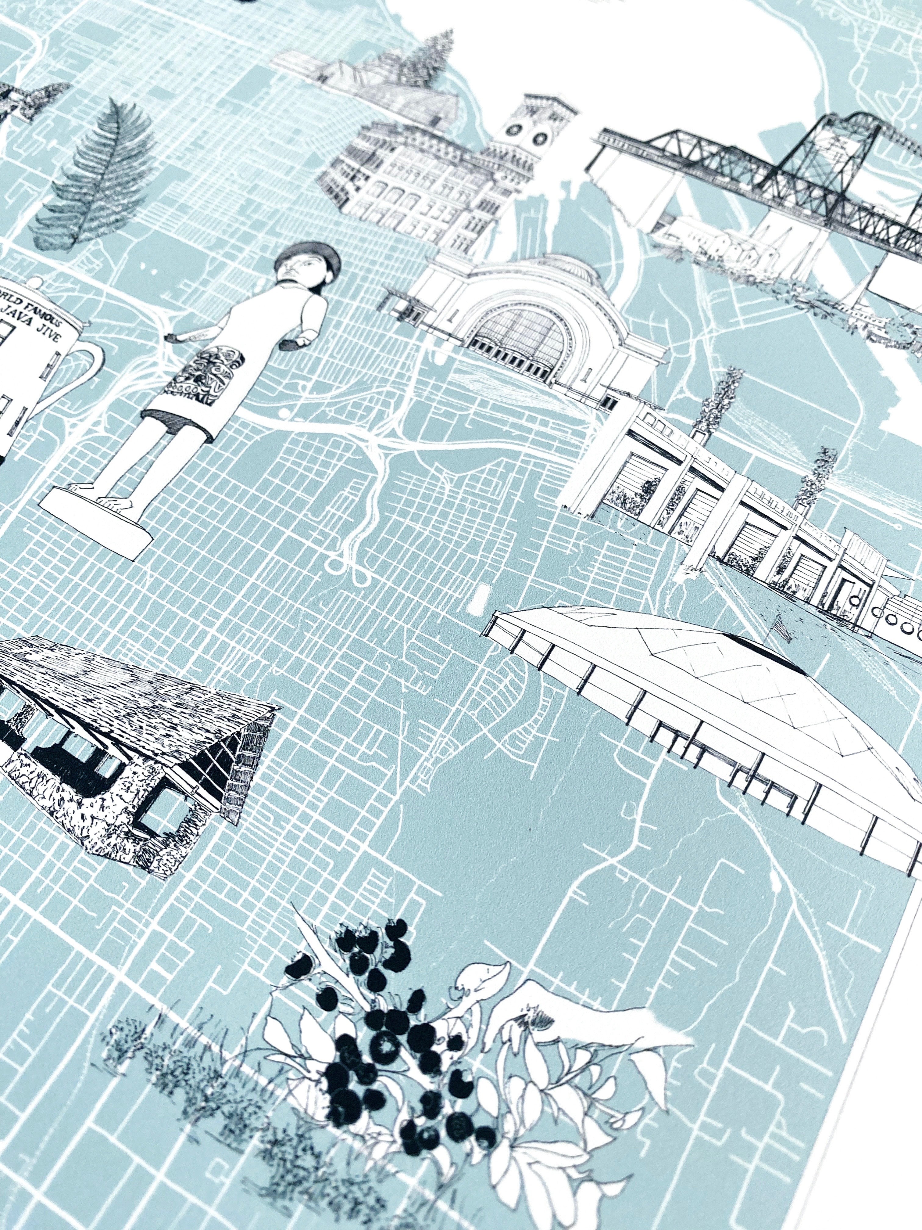 TACOMA Washington "Charms" Map: PRINT