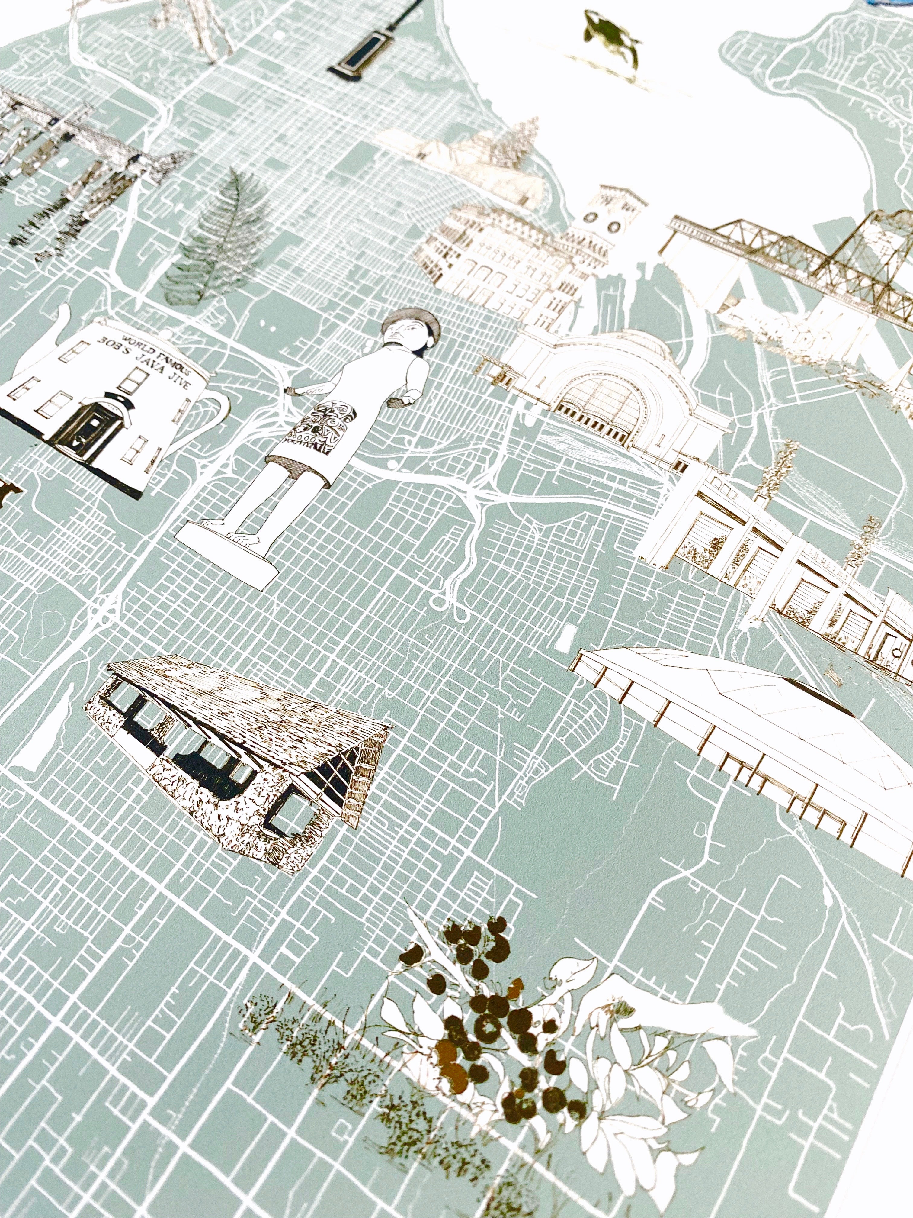 TACOMA Washington "Charms" Map: PRINT