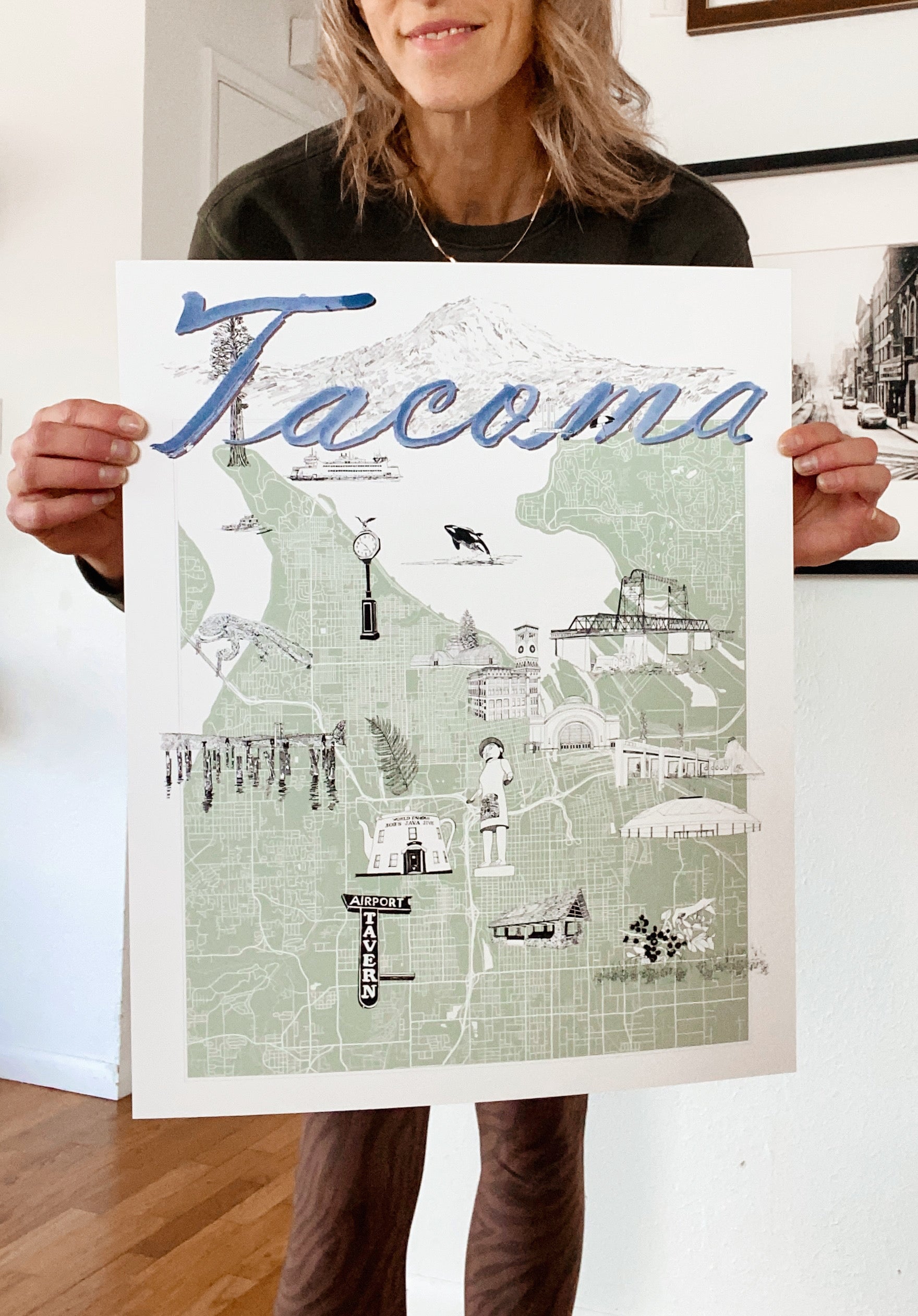 TACOMA Washington "Charms" Map: PRINT
