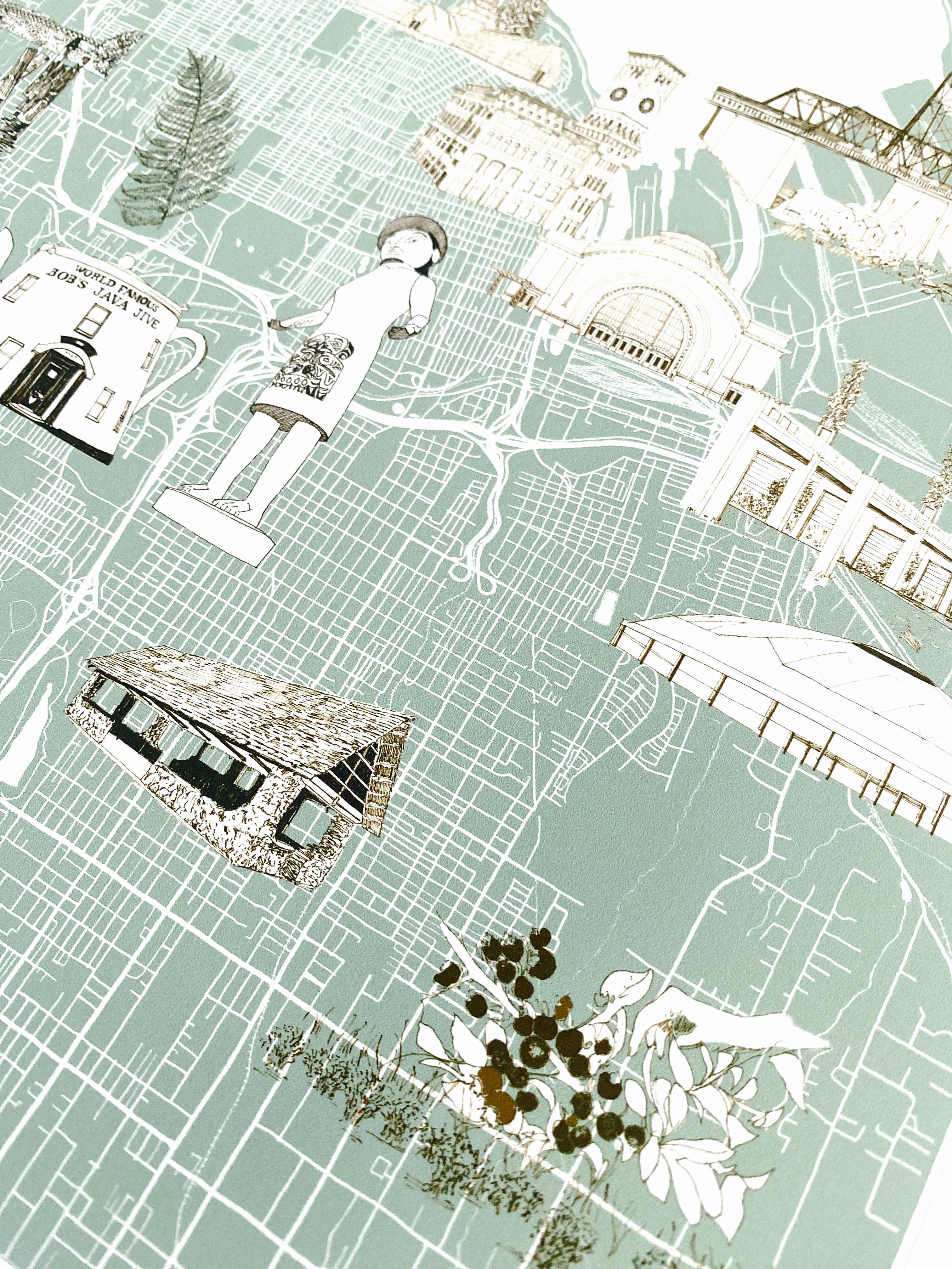 TACOMA Washington "Charms" Map: PRINT