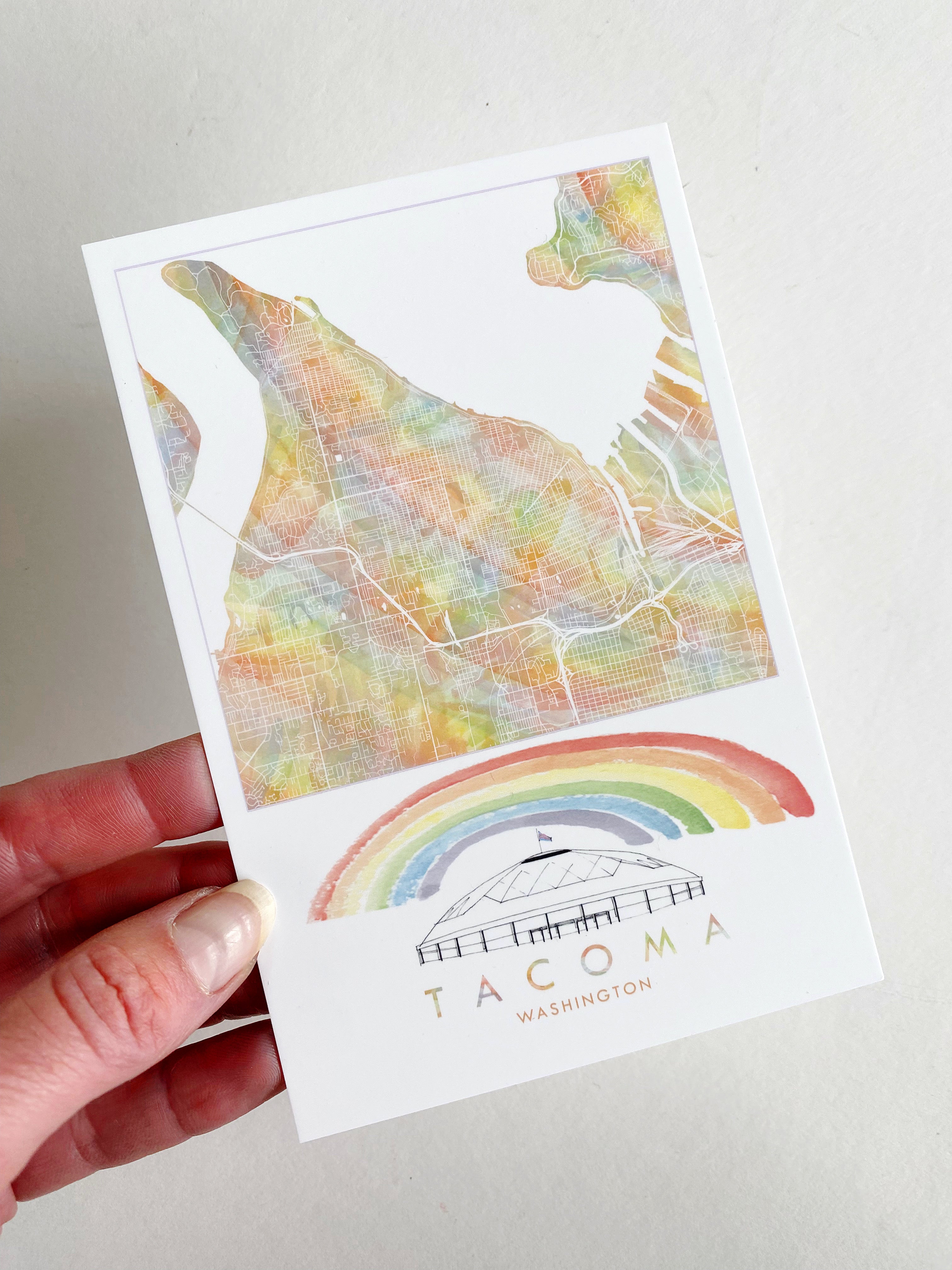 TACOMA Washington Rainbow PRIDE Map Postcard