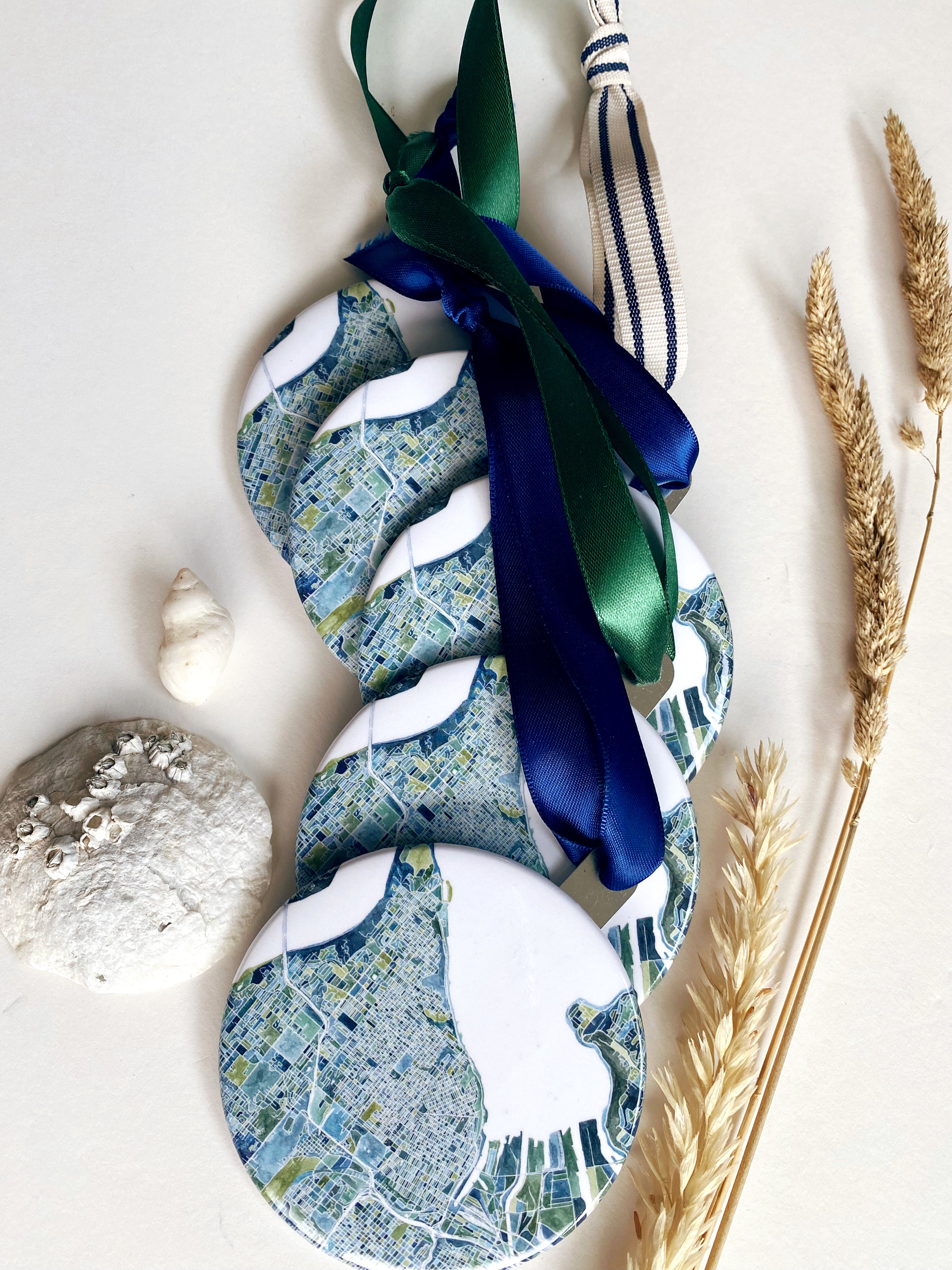 TACOMA Washington PNW Watercolor Map: ORNAMENT