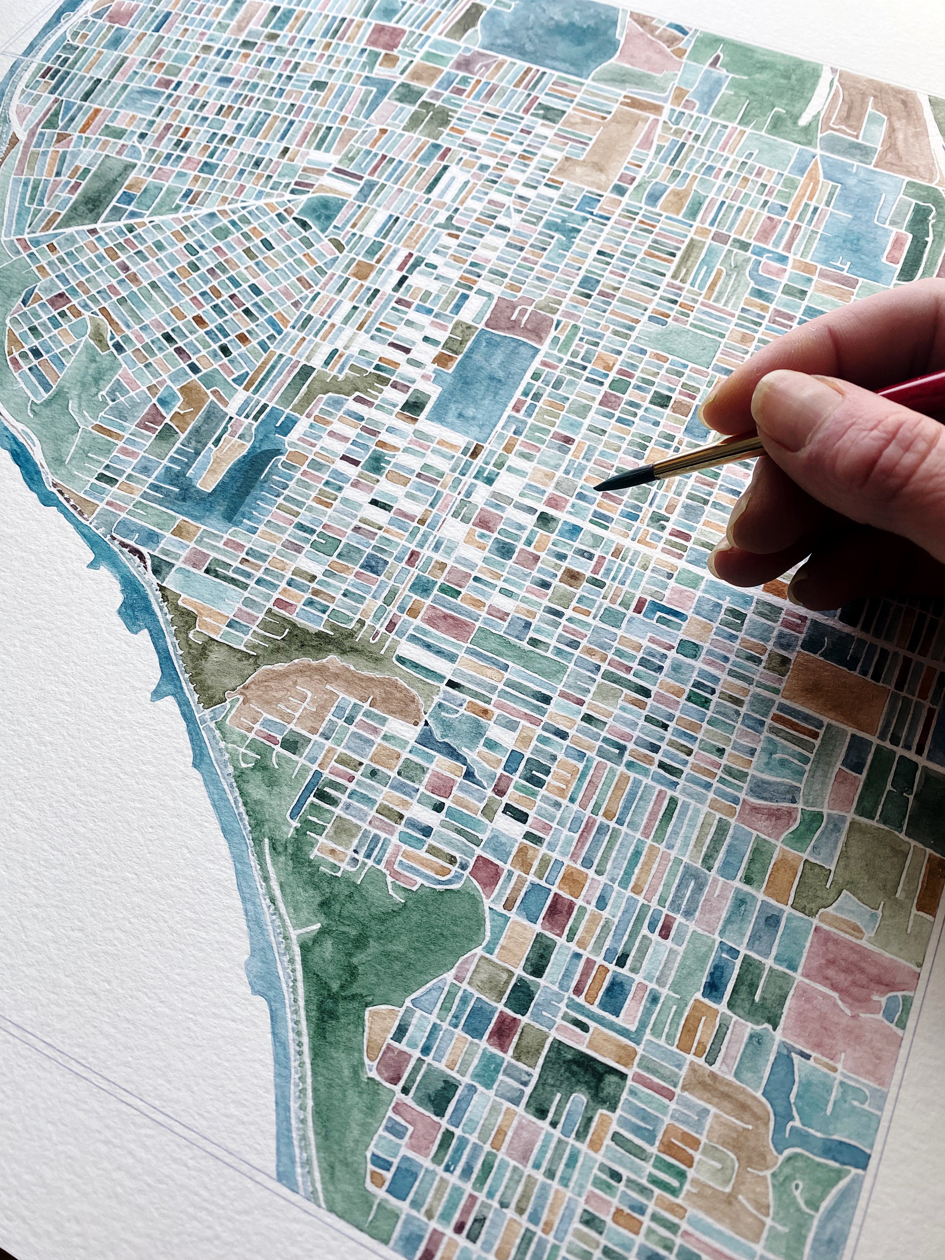 you belong here TACOMA Watercolor City Blocks Map: ORIGINAL PAINTING