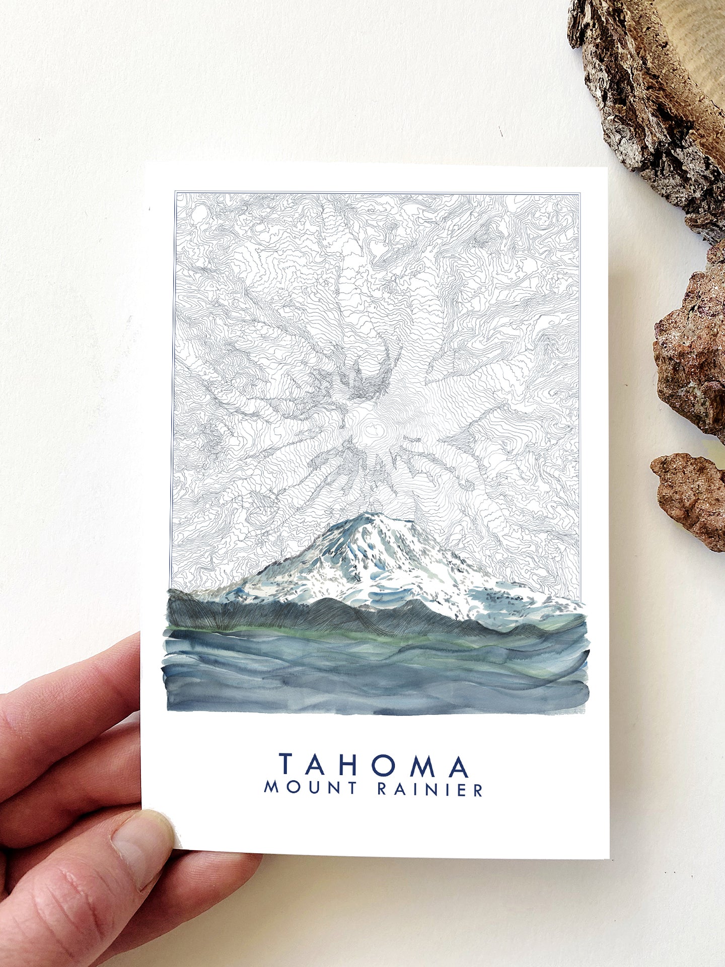 TAHOMA Mount Rainier Washington Mountain Map Postcard