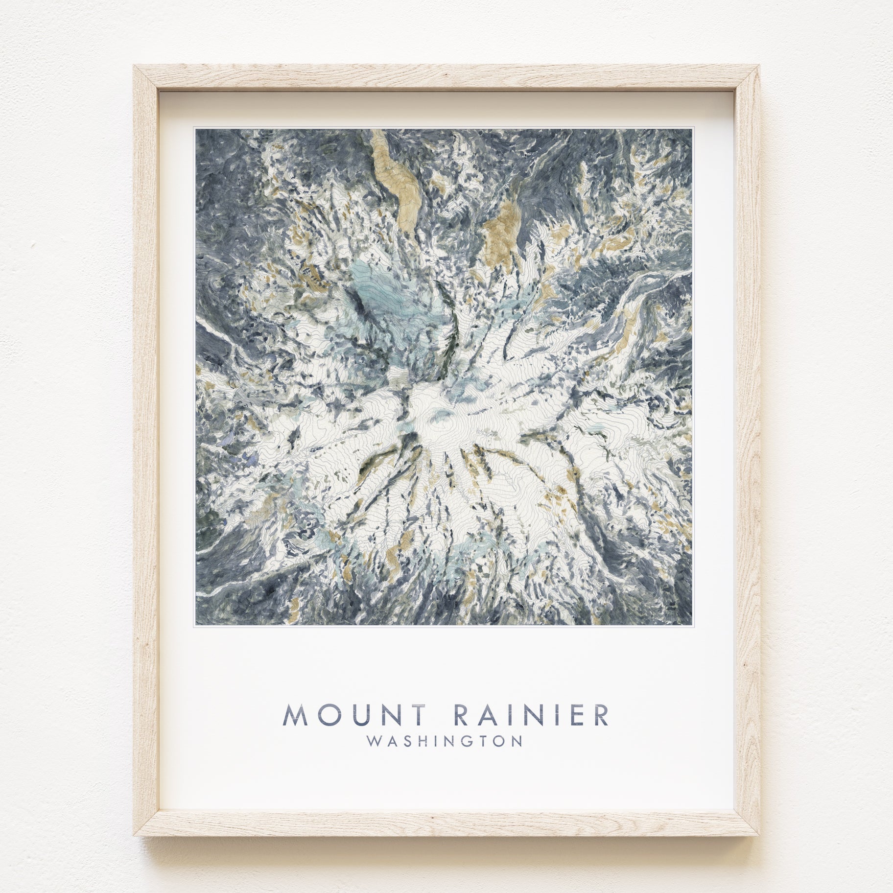TAHOMA Mount Rainier Washington Topographical Watercolor Map: PRINT