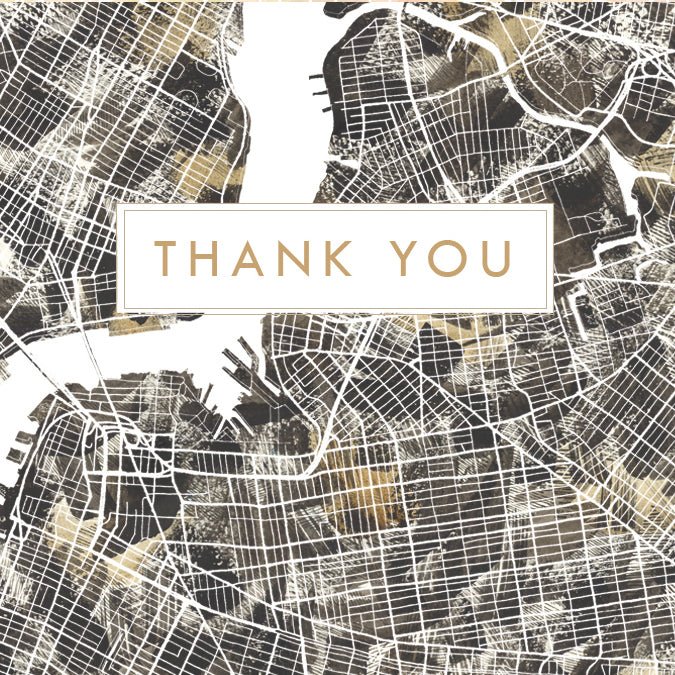 BROOKLYN New York Watercolor Map - thank you card