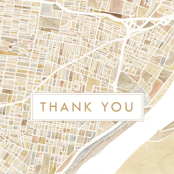 St. LOUIS Watercolor Map - thank you card (earth tones)