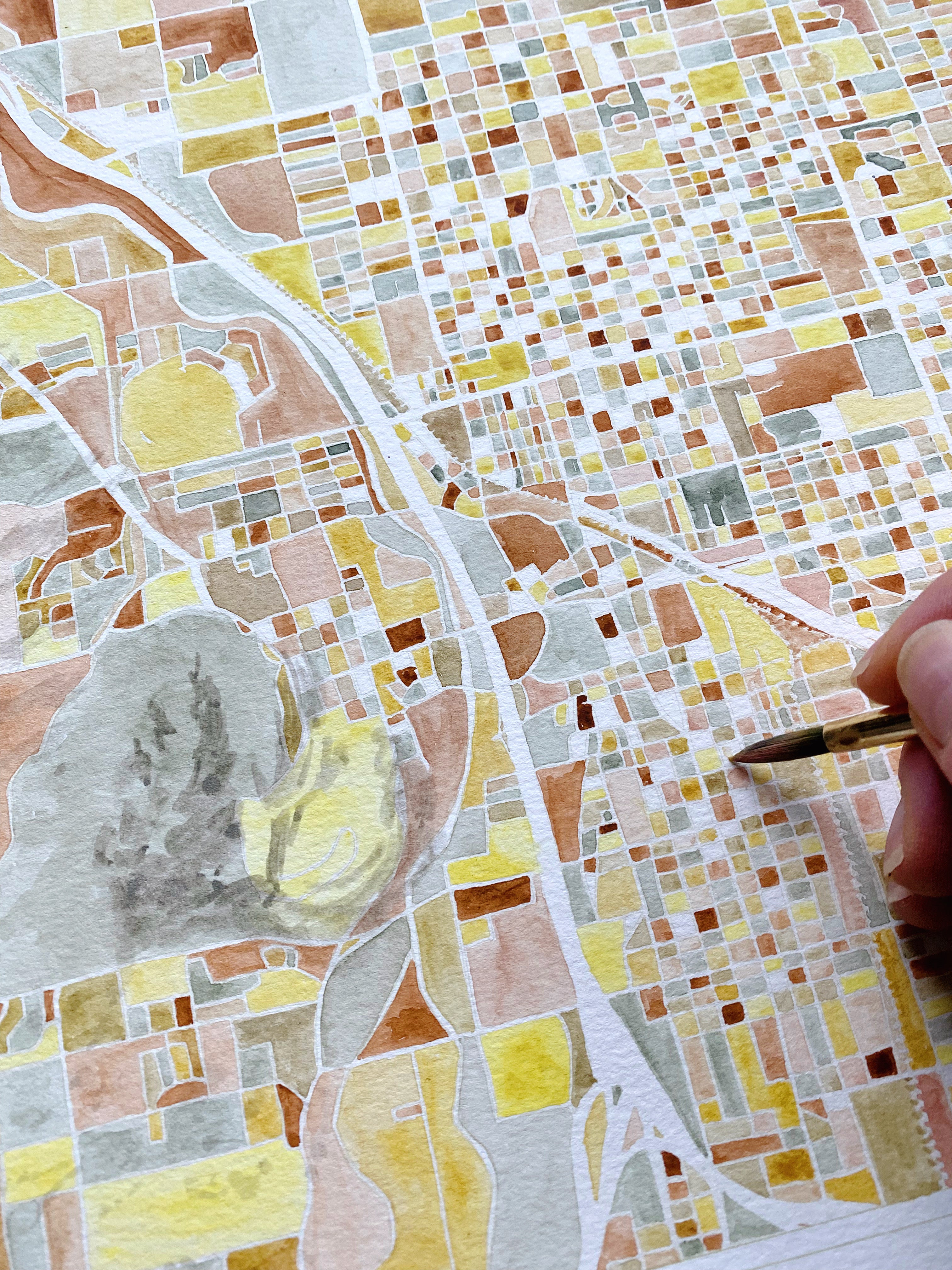 TUCSON Arizona Watercolor Map Postcard