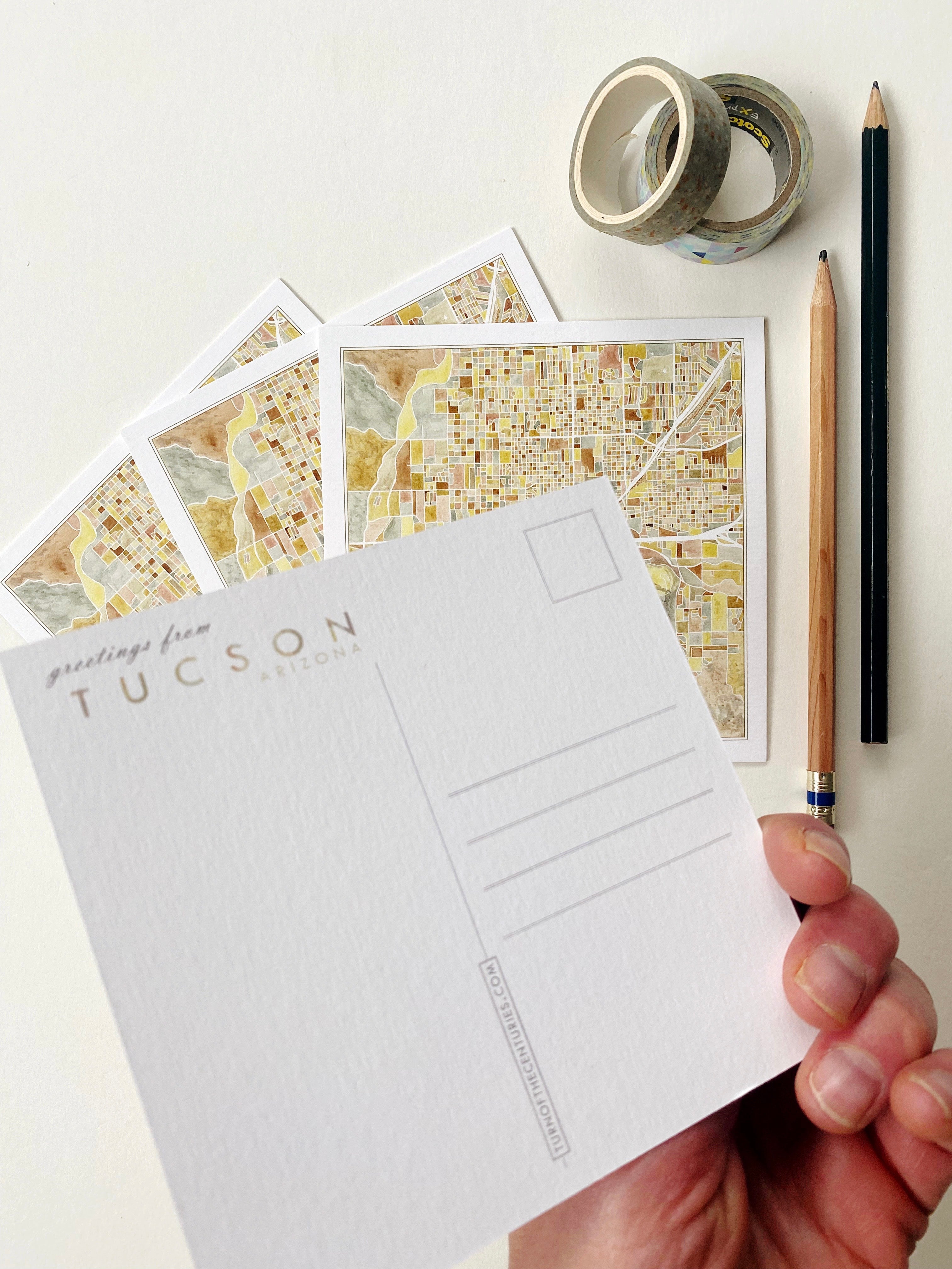 TUCSON Arizona Watercolor Map Postcard
