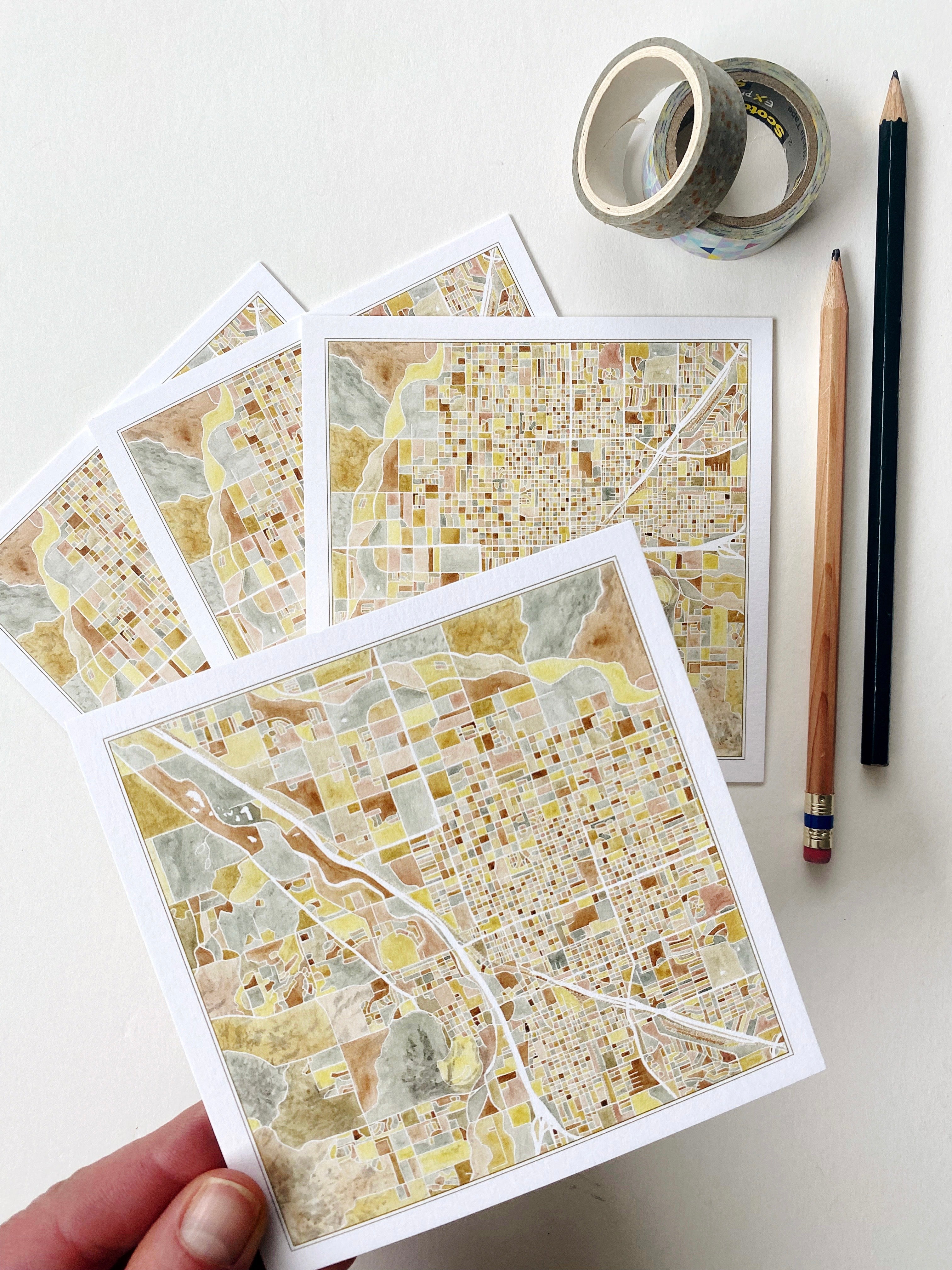 TUCSON Arizona Watercolor Map Postcard
