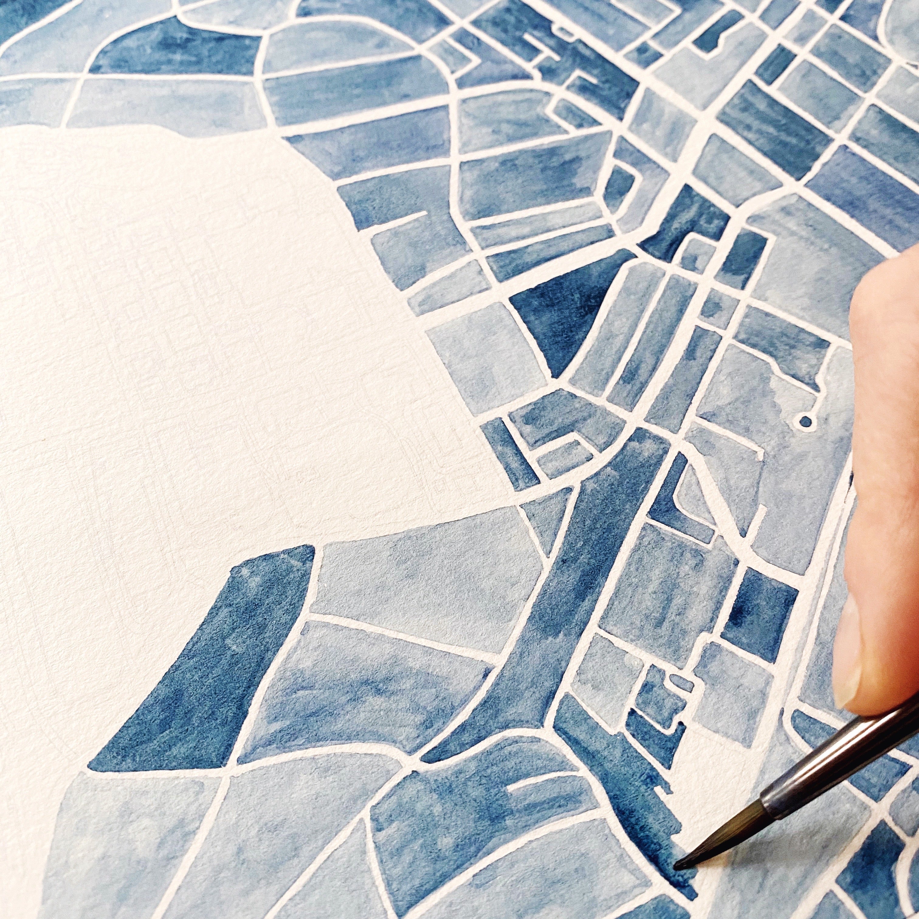 16" x 16" CAMPUS Map Watercolor Map: ORIGINAL PAINTING (Commission)