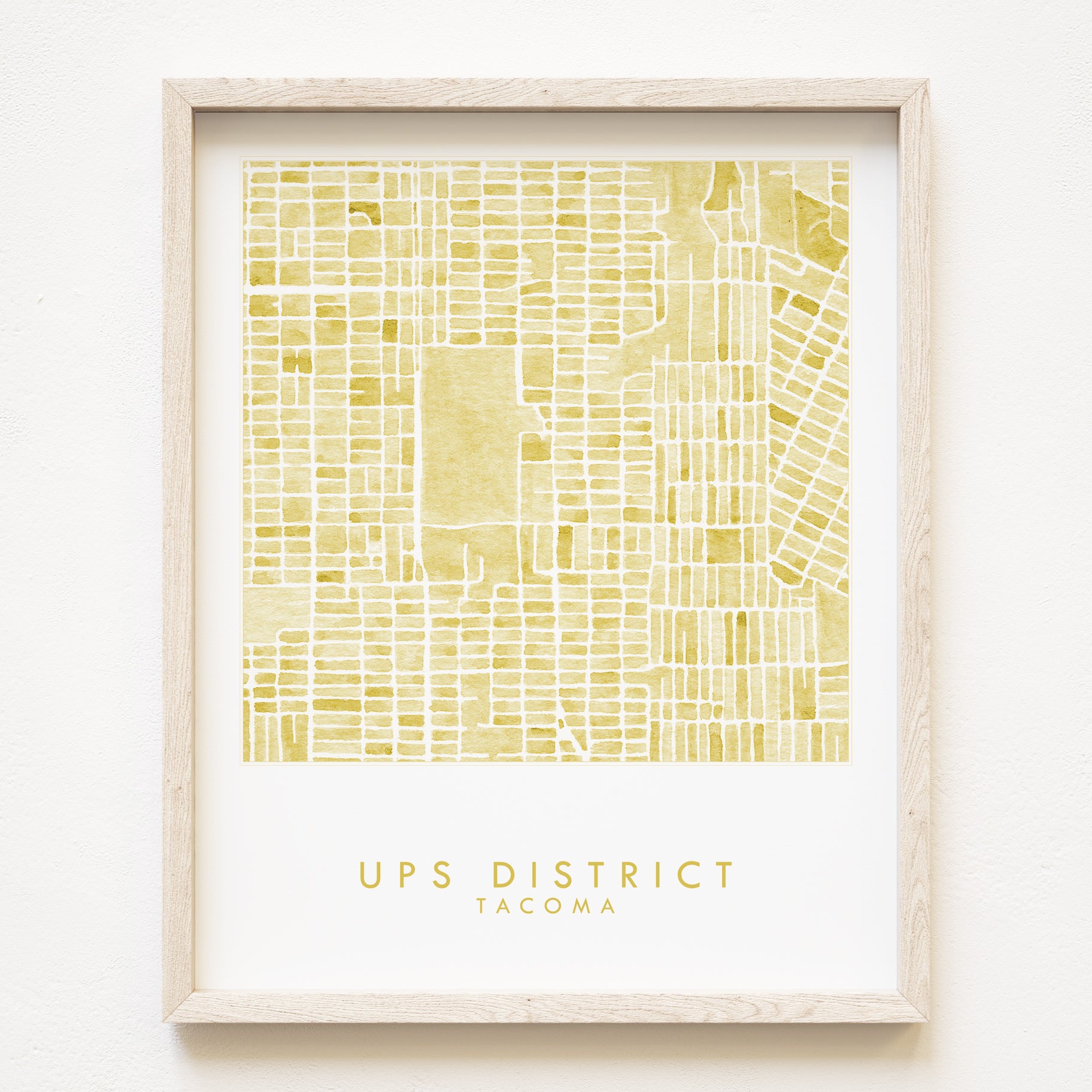 UPS District TACOMA Neighborhood Watercolor Map: PRINT