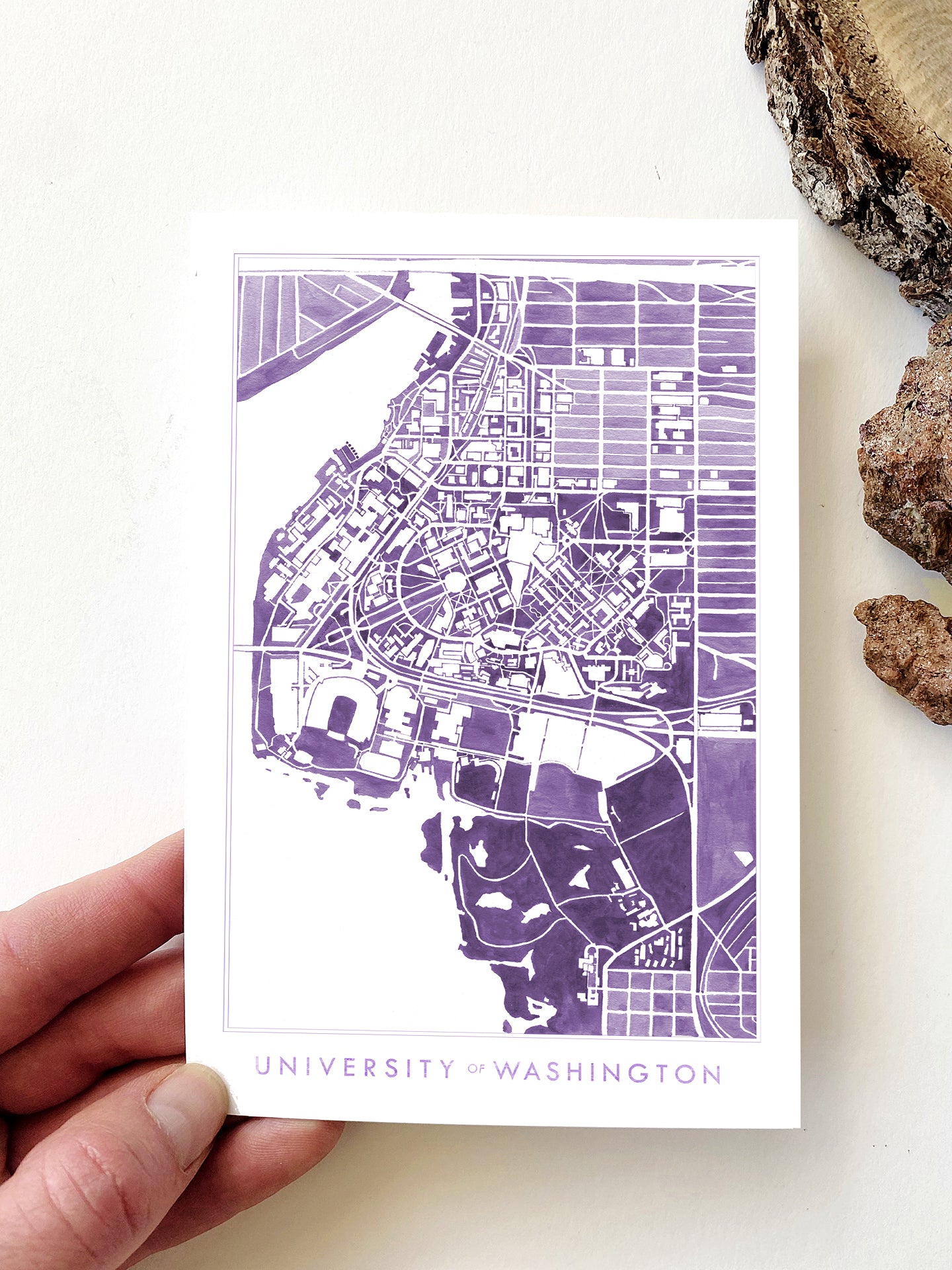 University of Washington SEATTLE Campus Map Postcard