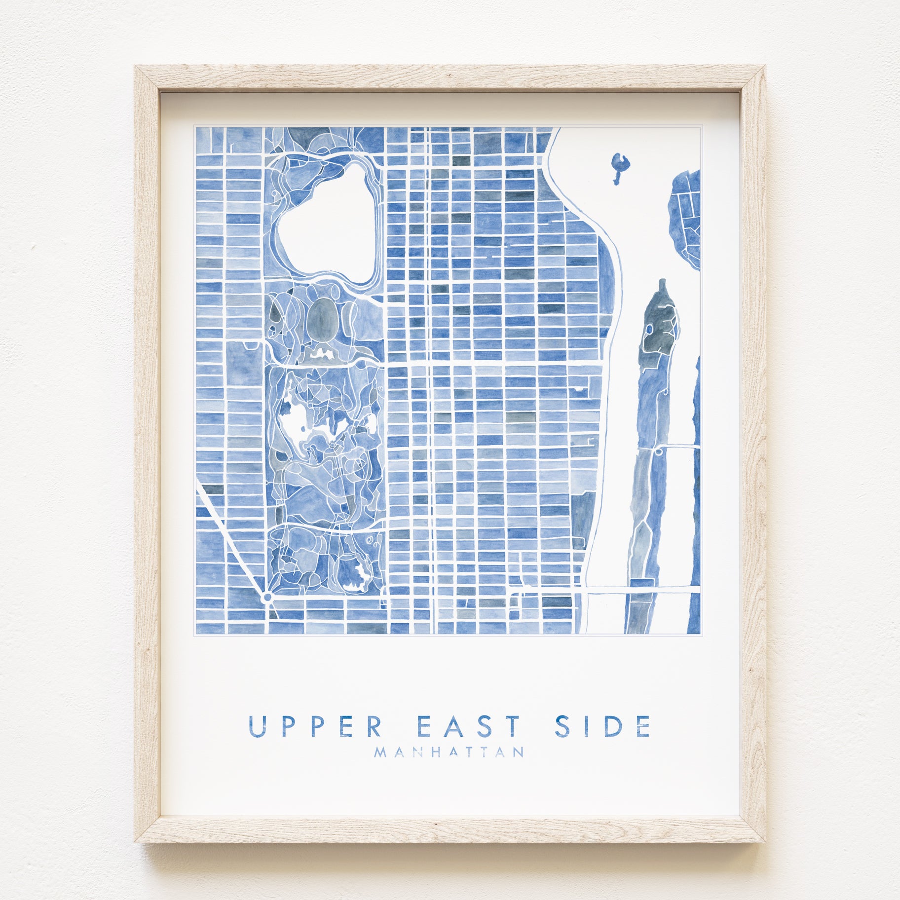 Upper East Side MANHATTAN Watercolor City Blocks Map: PRINT